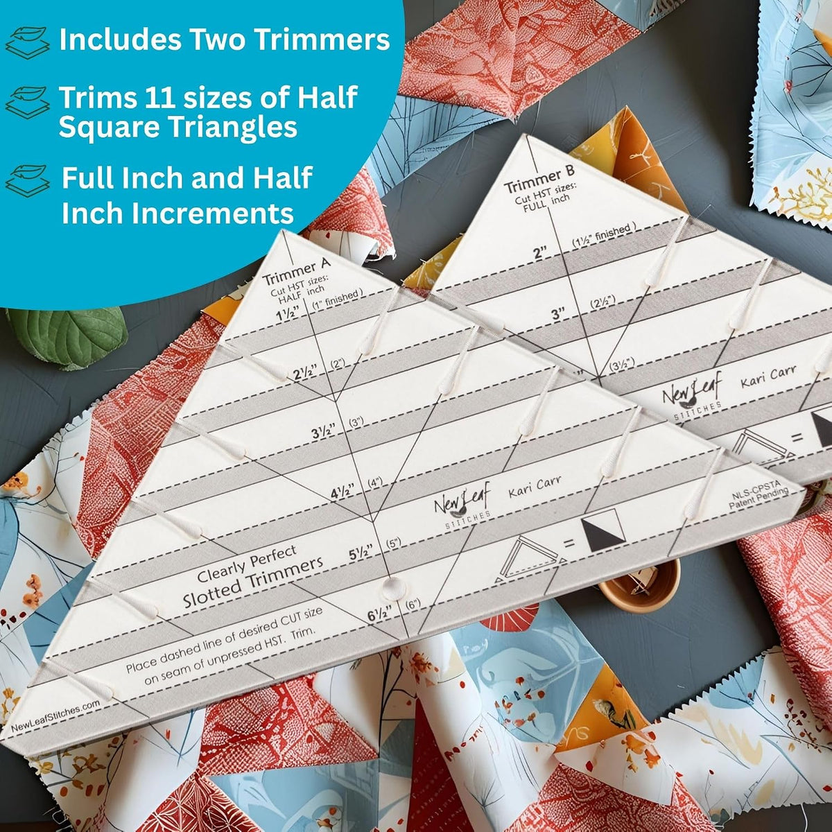 New Leaf Stitches Clearly Perfect Slotted Trimmer — Acrylic Quilting Ruler fo...