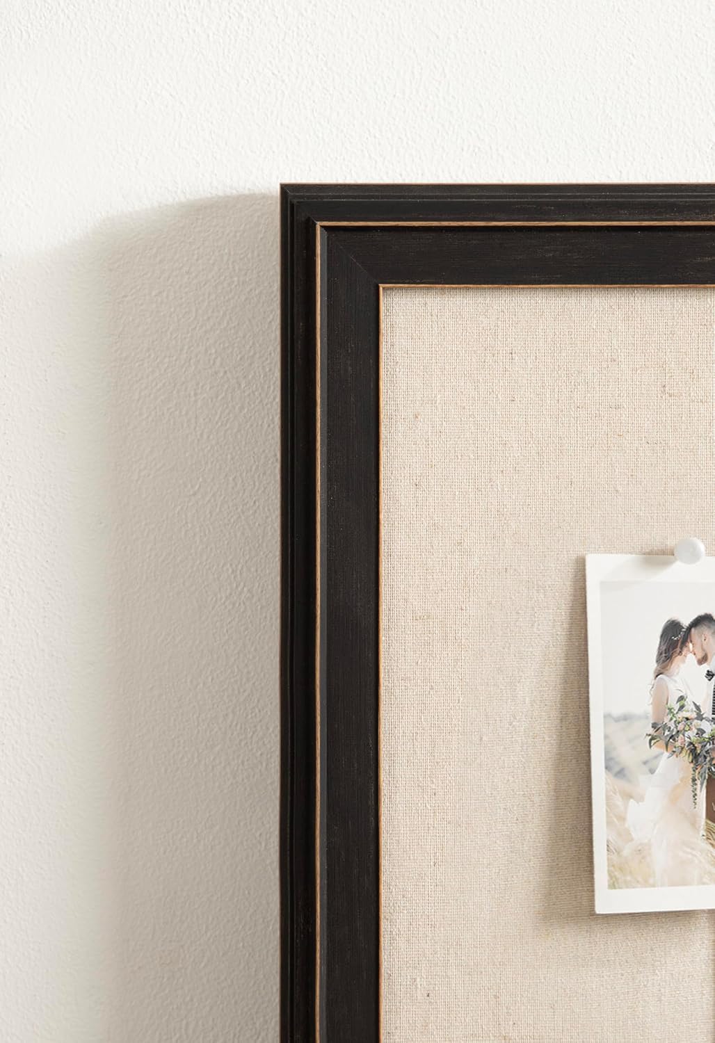 Kate and Laurel Oakhurst Rectangle Framed Linen Fabric Pinboard, 15 x 24, Bla...