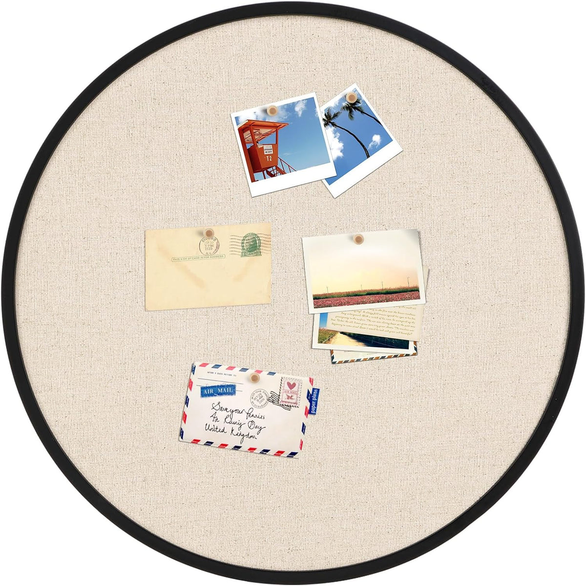 Wonderjune Linen Display Pinboard, Round, 24'' X 24'', Matte ...