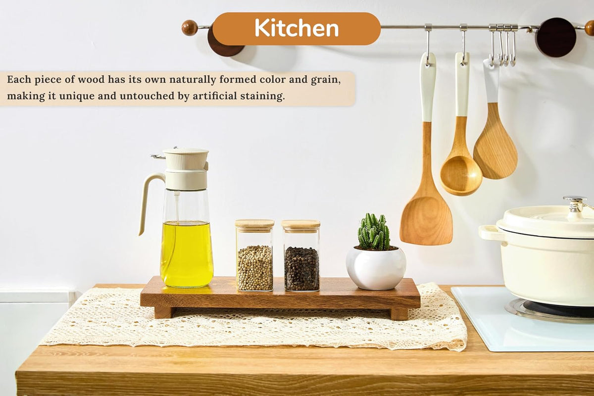 Narrow 17" Acacia Wood Riser Pedestal Stand for Kitchen Counter