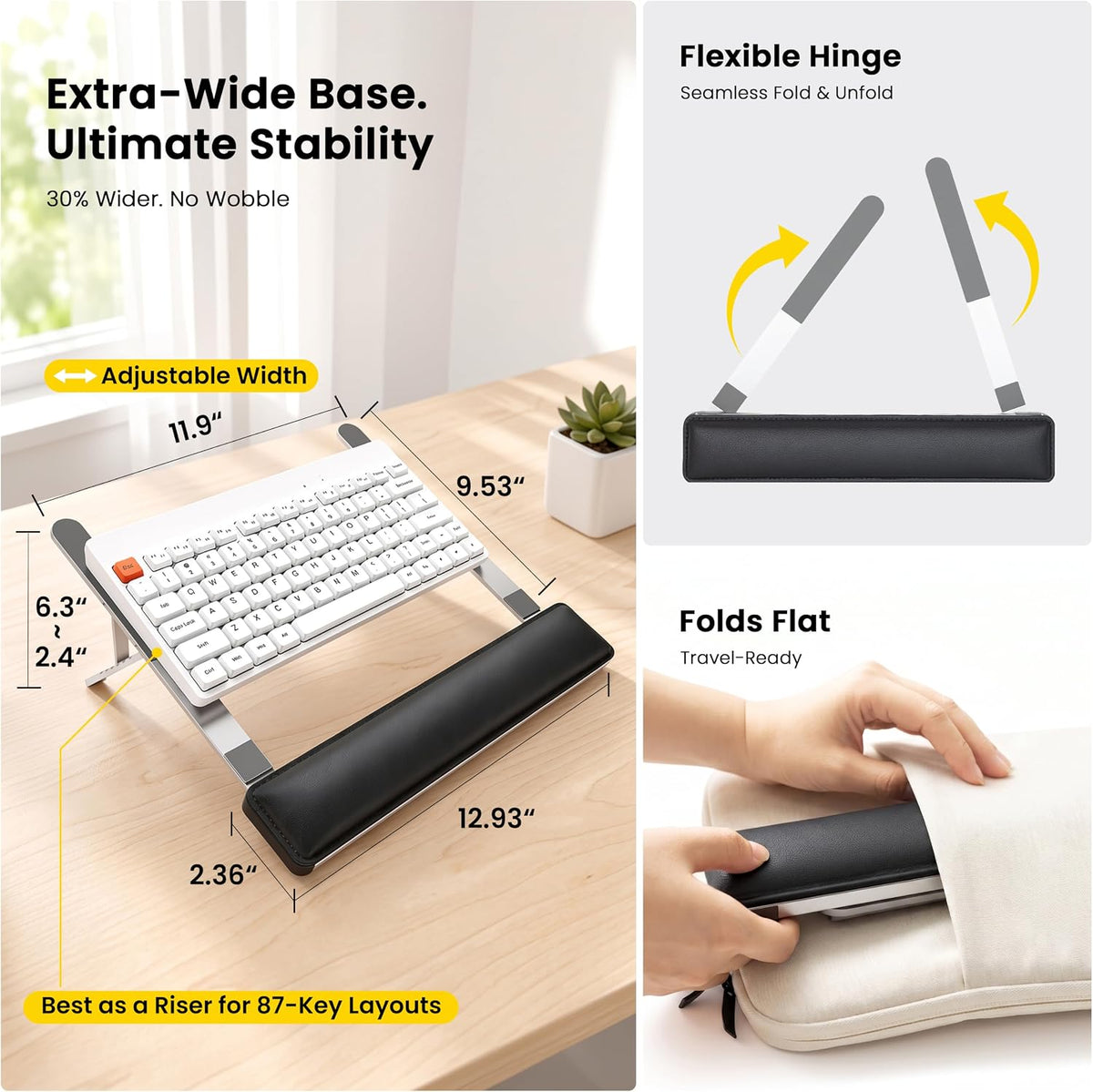 Laptop Stand for Desk, Adjustable Laptop Riser with Wrist Rest