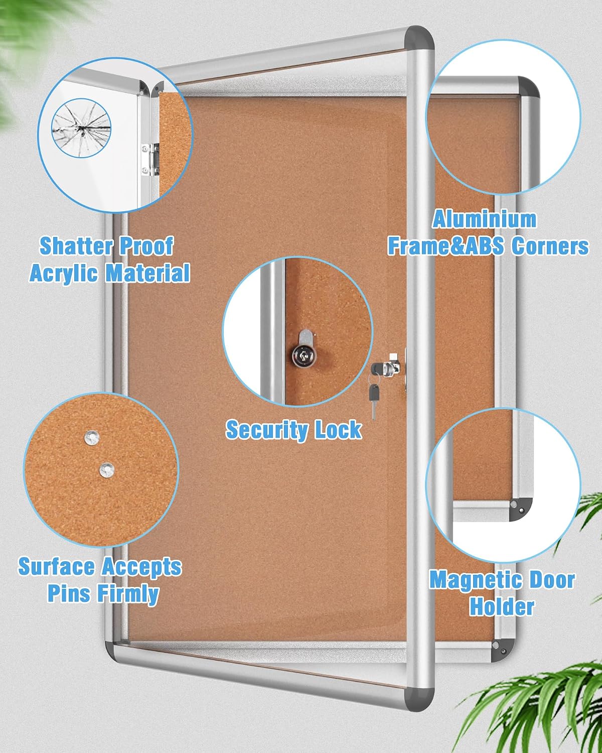 Mifuro 2 Pack 36"x24" Enclosed Bulletin Board, Lockable Weather-Res...