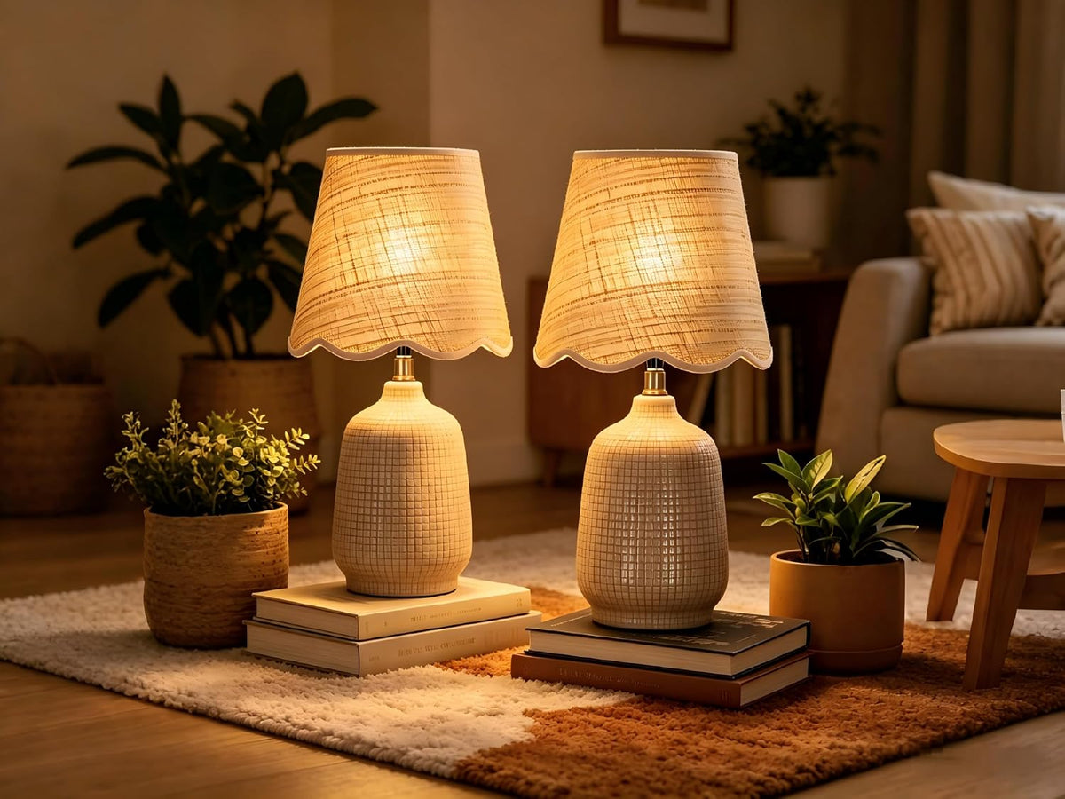 Pia Ricco 19" Modern Ceramic Table Lamp for Living Room Gray Camel Base ...
