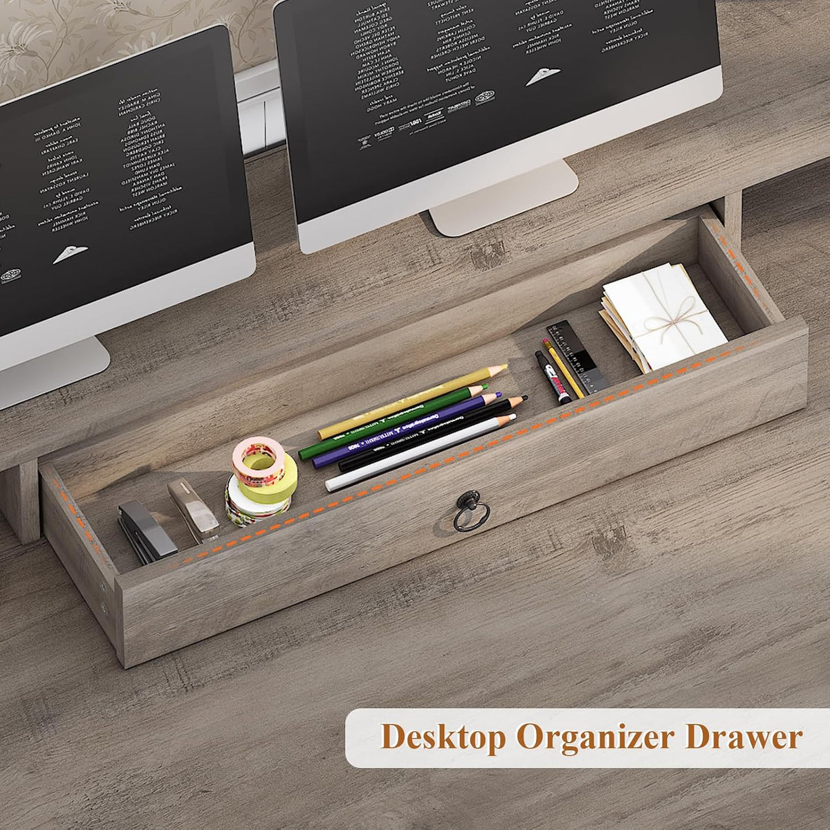 SEDETA 63" Farmhouse Executive Desk with Drawers and Storage Cabinet, Grey