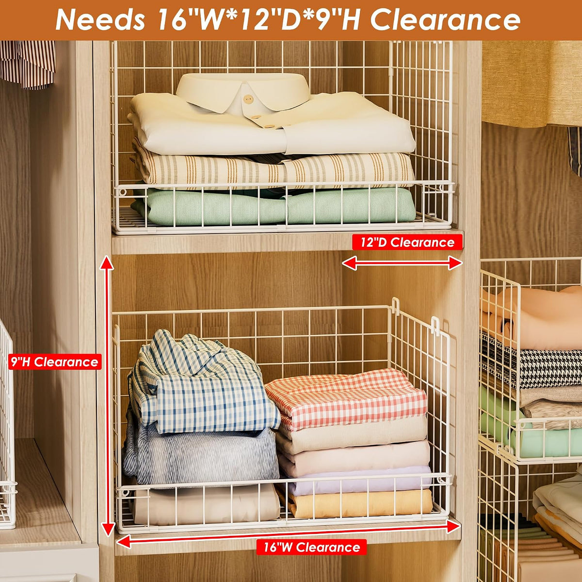 Yociyoga 4-Tier Stackable Closet Organizers and Storage Basket, Foldable Clos...