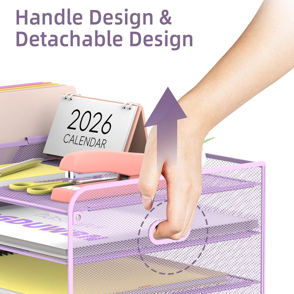 SUPEASY Mesh Desk Organizer with File Holder, 5-Tier Paper Letter Tray Organi...