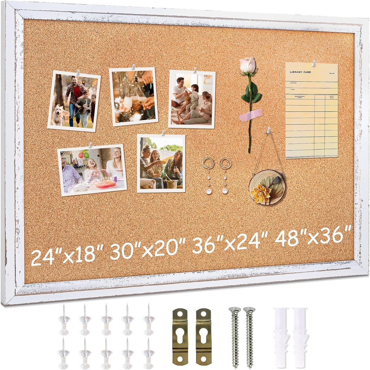 DOLLAR BOSS 36" x 24" Rustic White Cork Board