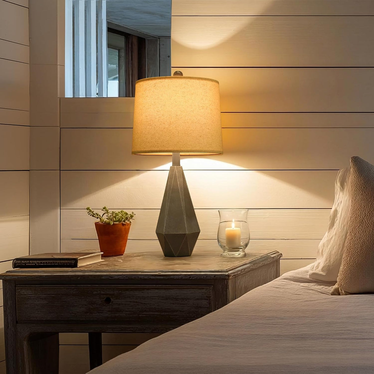 PoKat 23'' Table Lamps Set of 2 for Living Room Bedroom, Farmhouse Be...