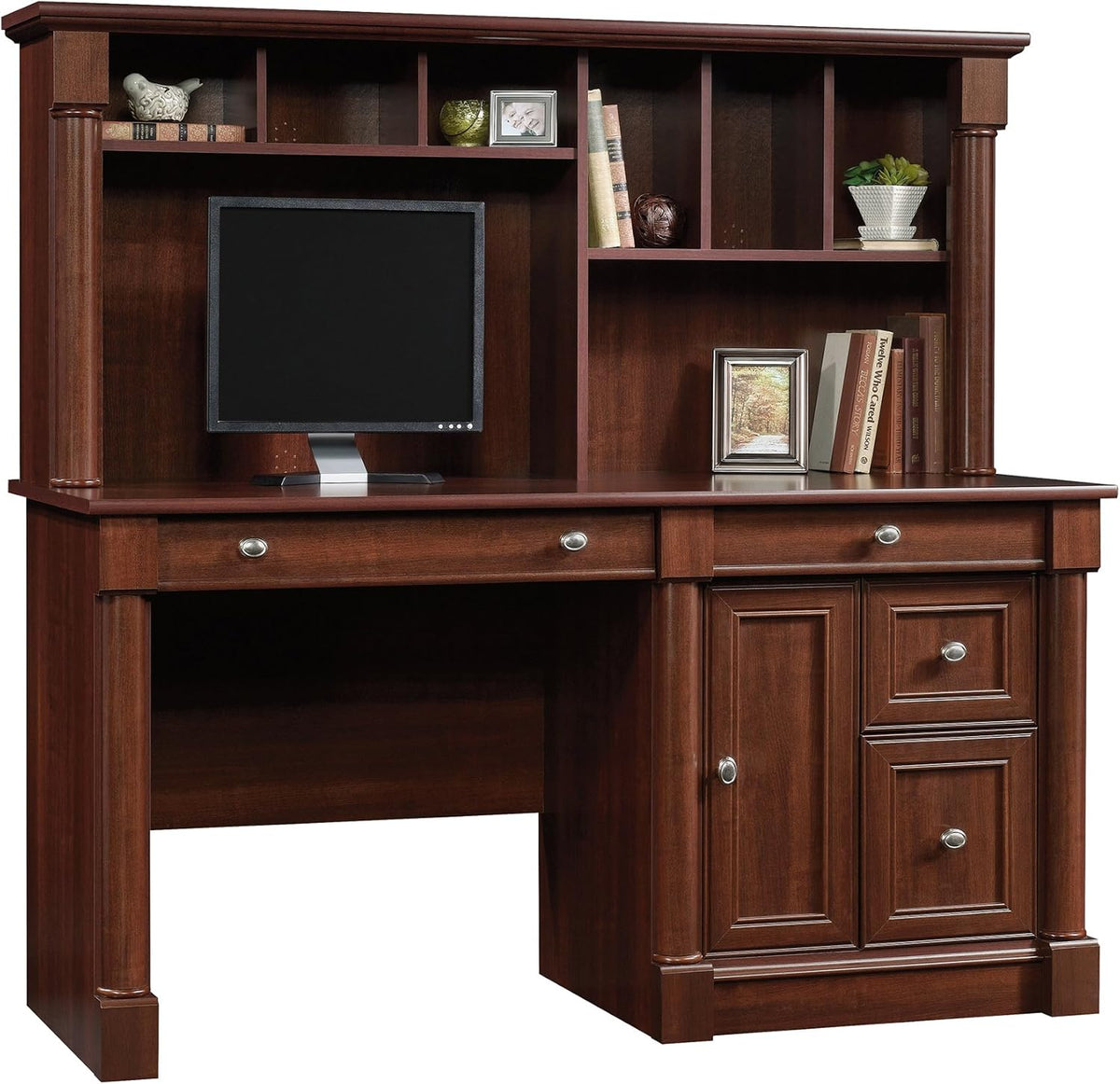 Sauder Palladia Computer Desk with Hutch, Large Storage and File Drawer, Home...