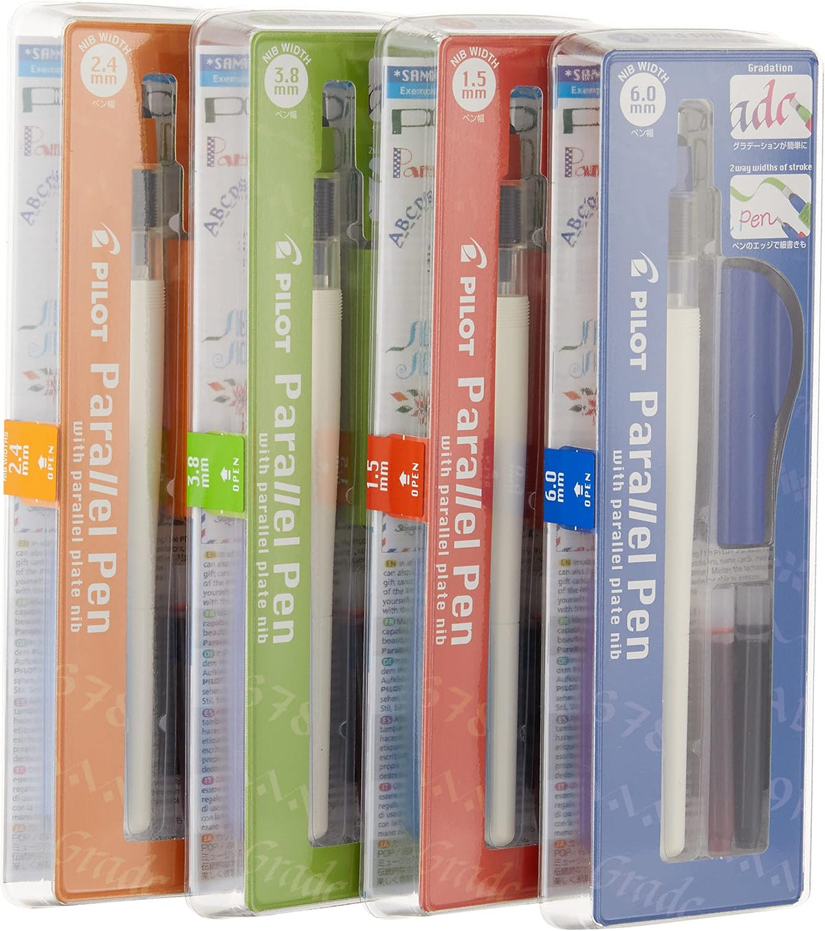 Pilot Parallel 4 Nib Calligraphy Pen Set, 1.5mm, 2.4mm, 3.8mm & 6.0mm Nib...
