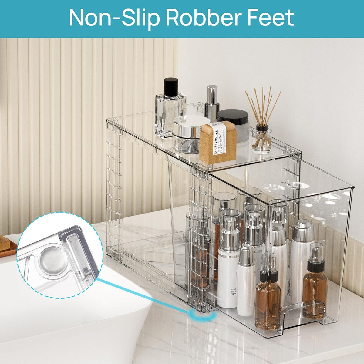 Vtopmart 4 Pack Clear Stackable Storage Drawers,9.7" High Plastic Organi...
