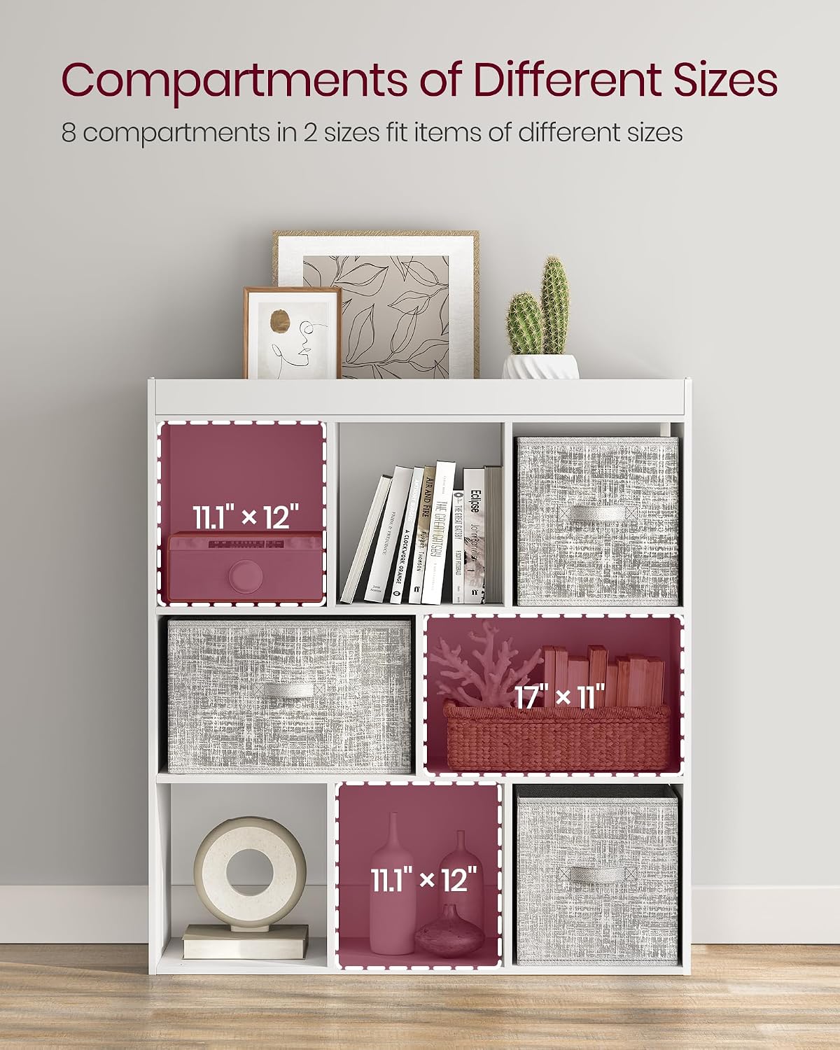 VASAGLE Bookshelf, 8 Cubes Storage Organizer, 35.4 x 11 x 39.4 Inches