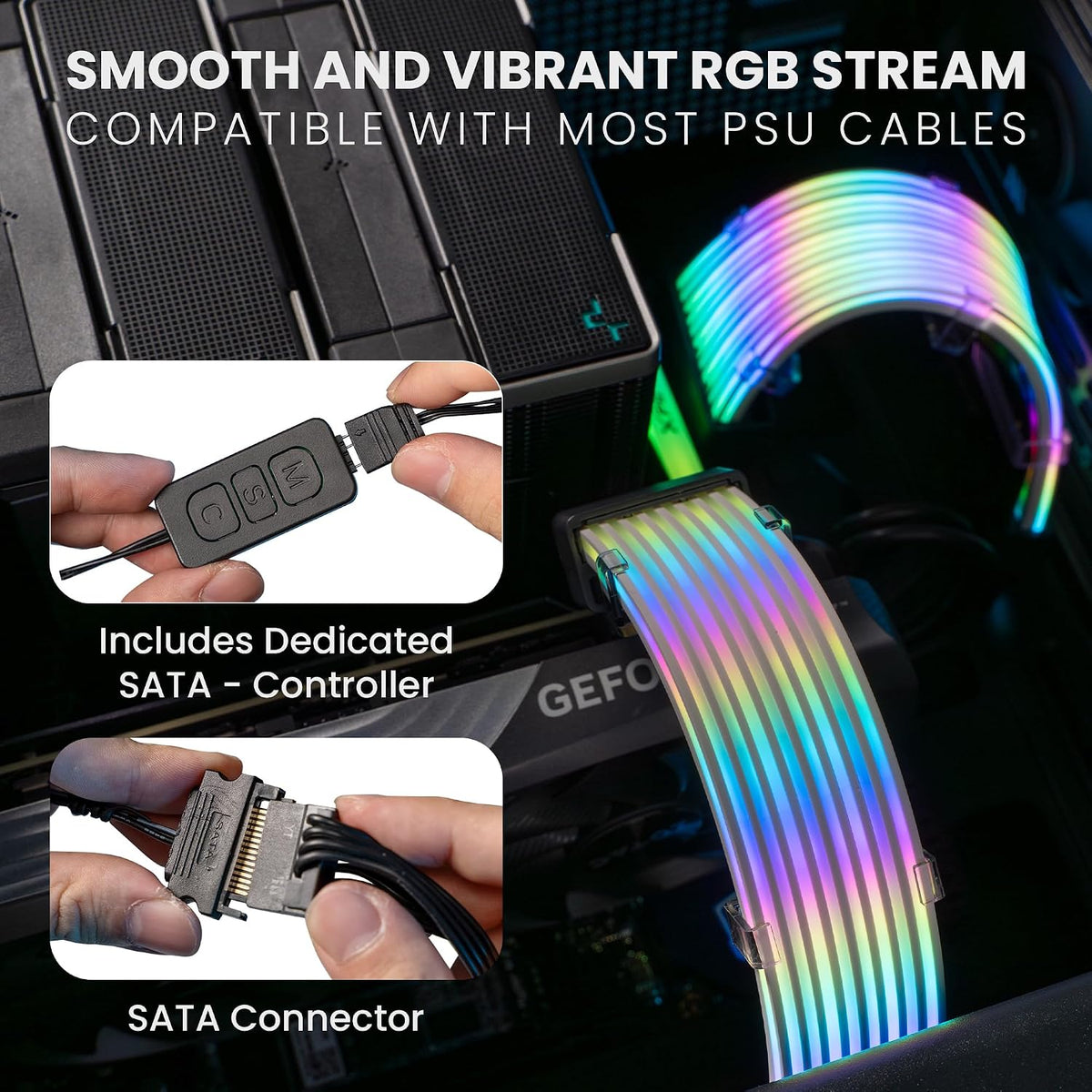 TECWARE Flex RGB Cable Cover Kit | Compatible with 24-Pin Motherboard and 8-P...