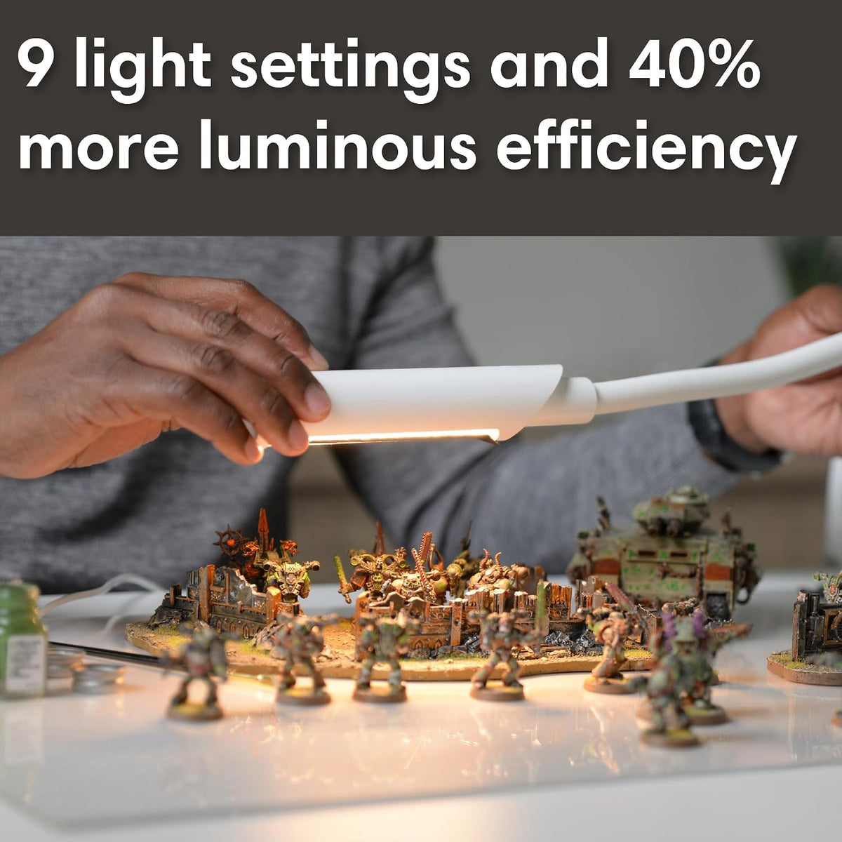 Reliable UberLight Flex LED Task Light with Base, 9 Light Settings, White