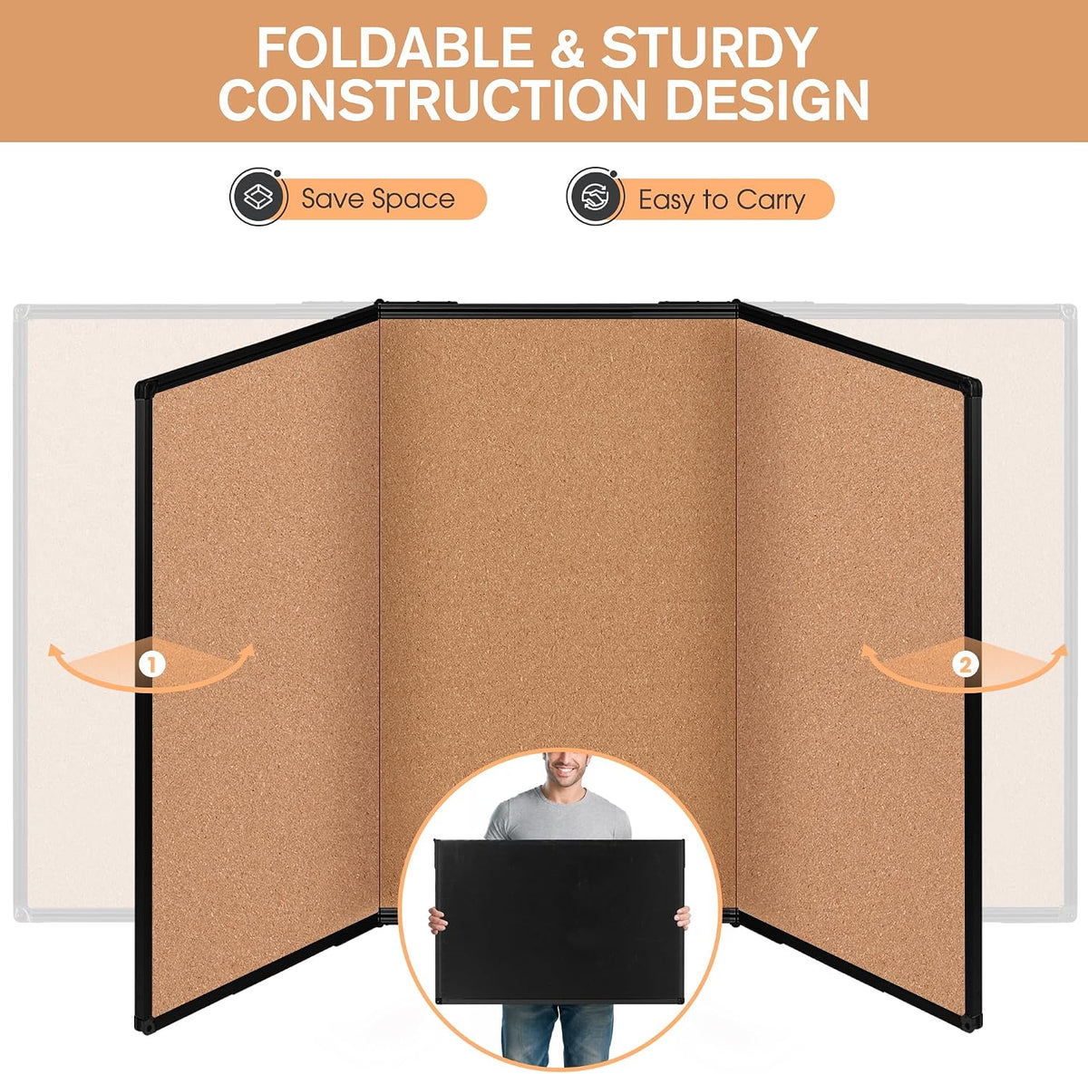 Extra Large Cork Bulletin Board 96" X 48", Foldable Notice Pin Boar...