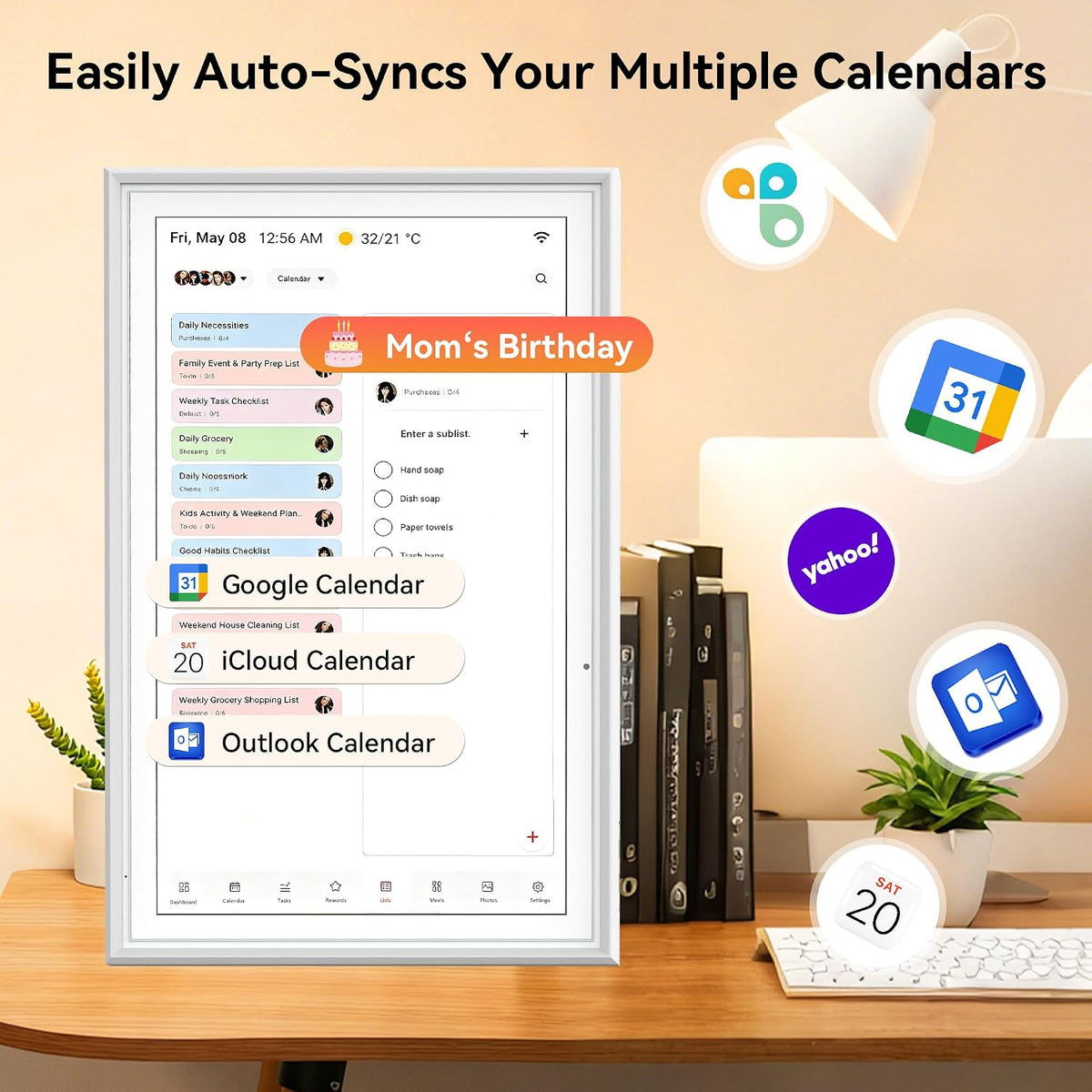 15.6 Inch Digital Calendar, Digital Calendar Wall Touch Screen, Electronic Ch...
