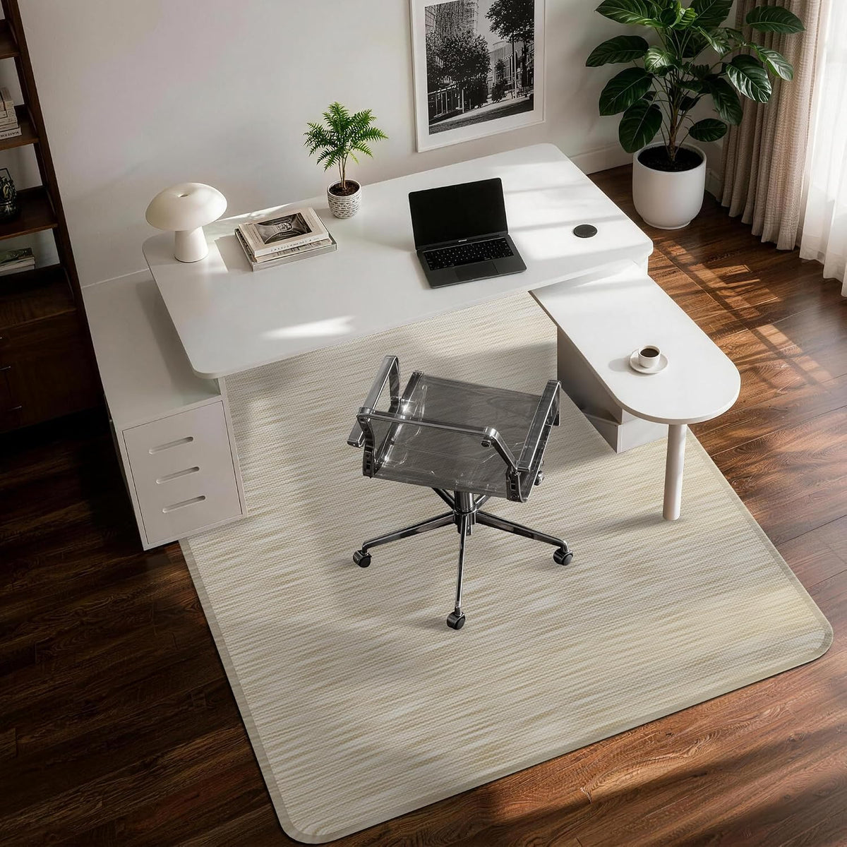 Office Chair Mat for Hardwood Floor 48" x 60", Oatmeal PVC Floor Pr...