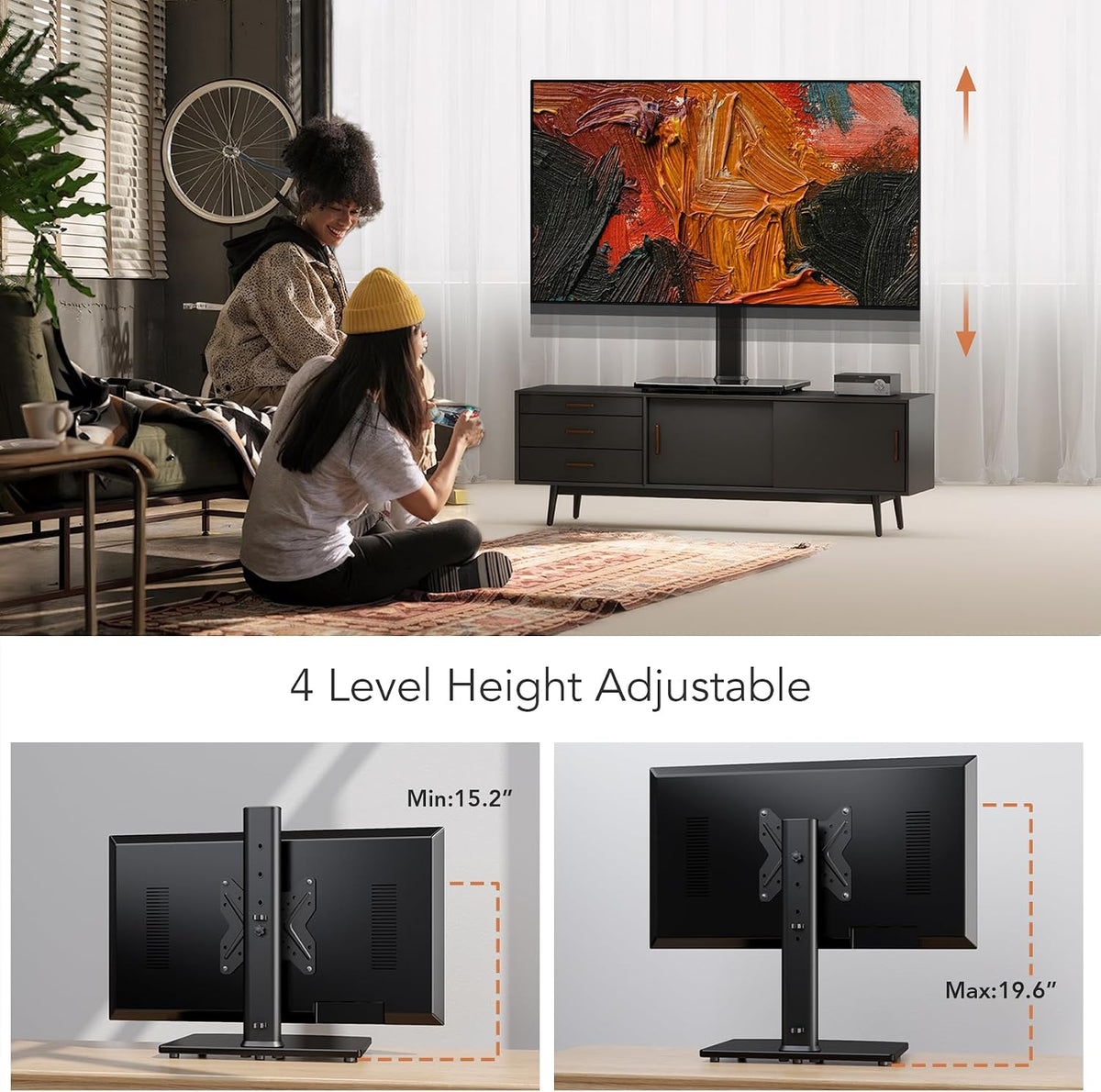 Universal Swivel TV/Table Top TV Stand for 19 to 43 inch TVs with 90 Degree S...