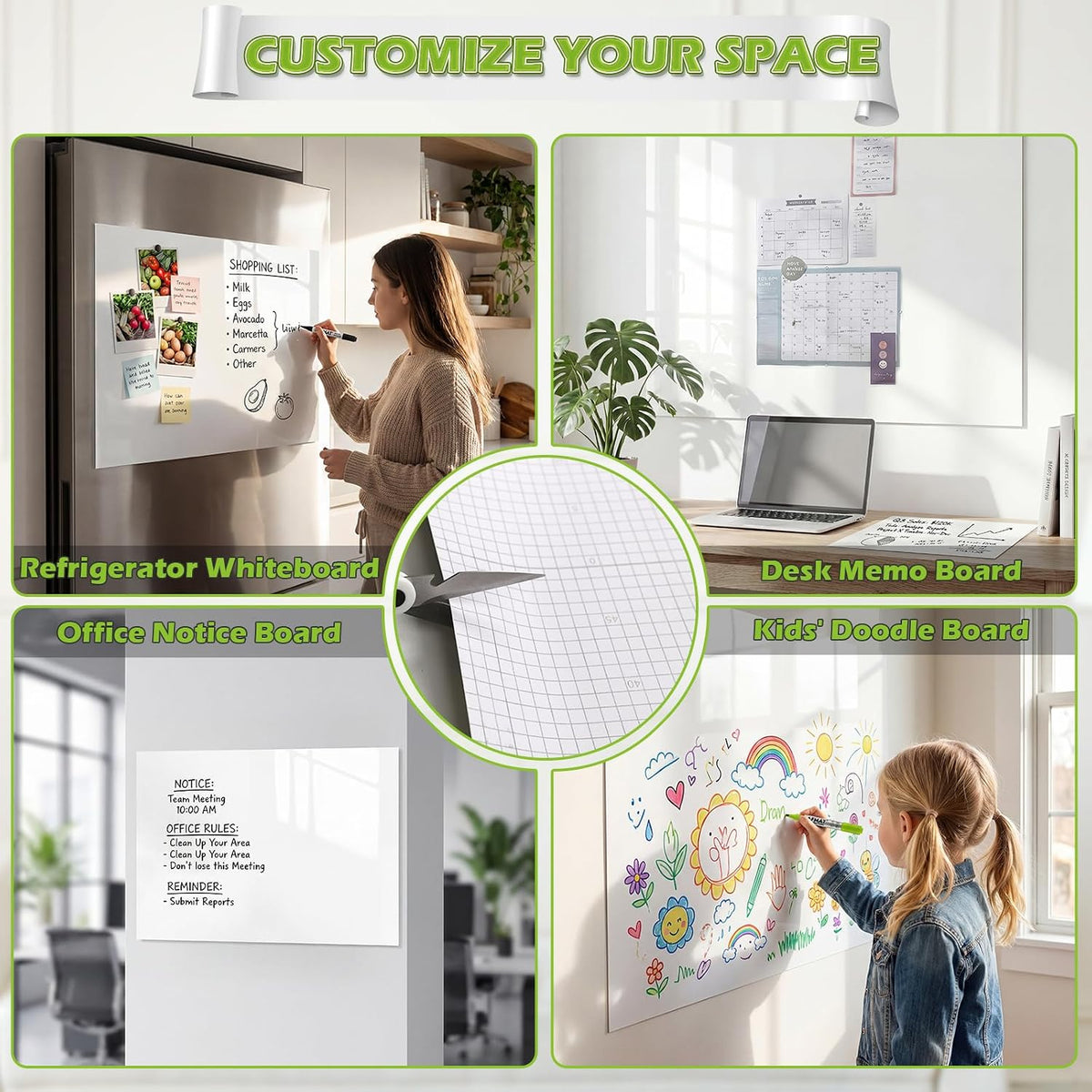 AFMAT Whiteboard Sticker for Wall, 4x8ft White Board Paper, Super Sticky Dry ...