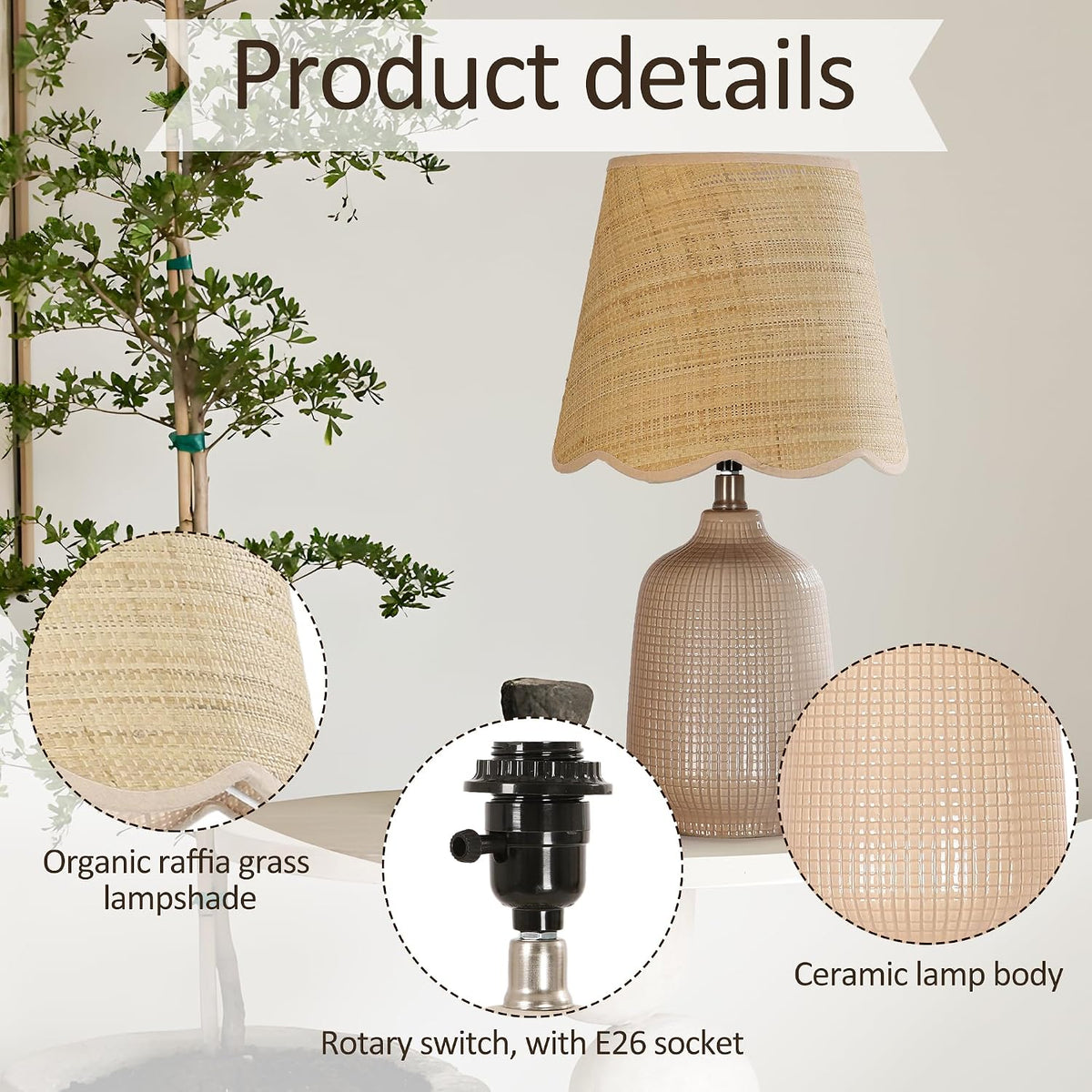 Pia Ricco 19" Modern Ceramic Table Lamp for Living Room Gray Camel Base ...