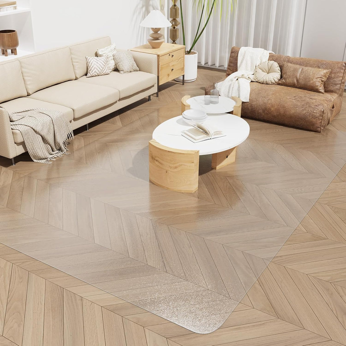SALLOUS Plastic Floor Mat for Home, 4' x 6' Waterproof Area Rug for D...