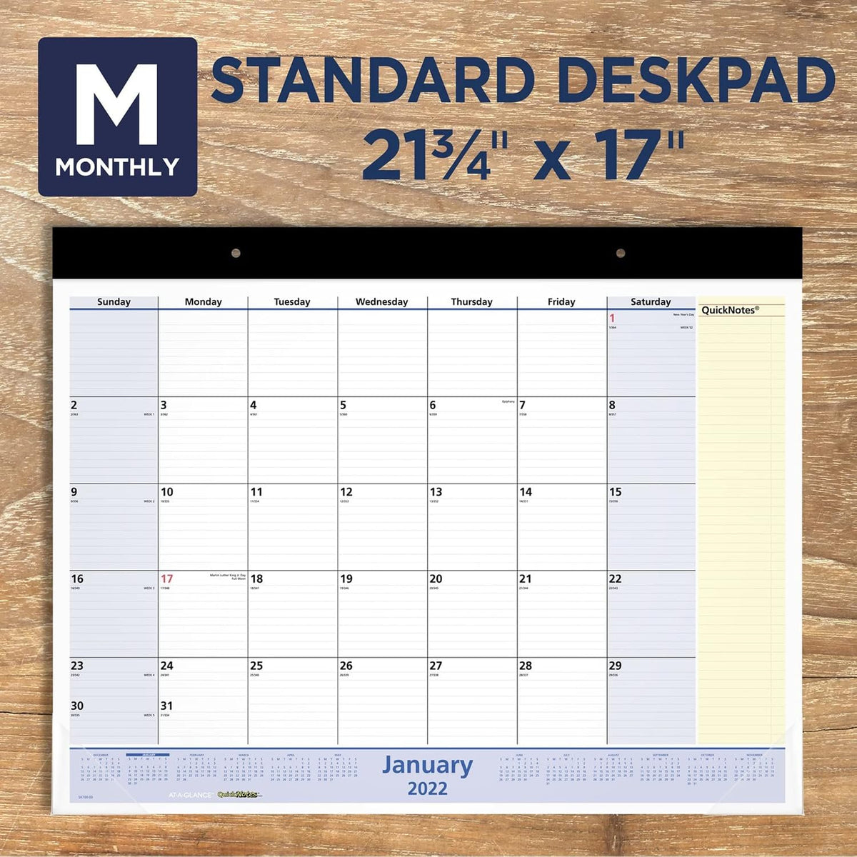 AT-A-GLANCE 2022 Desk Calendar by AT-A-GLANCE, Monthly Desk Pad, 22" x 1...