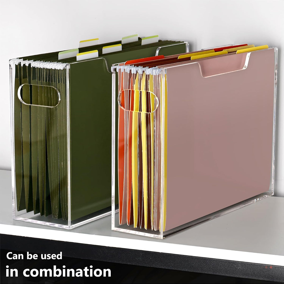 DINGHUO Acrylic File Organizer Box Letter Size Hanging File Organizer, Clear ...