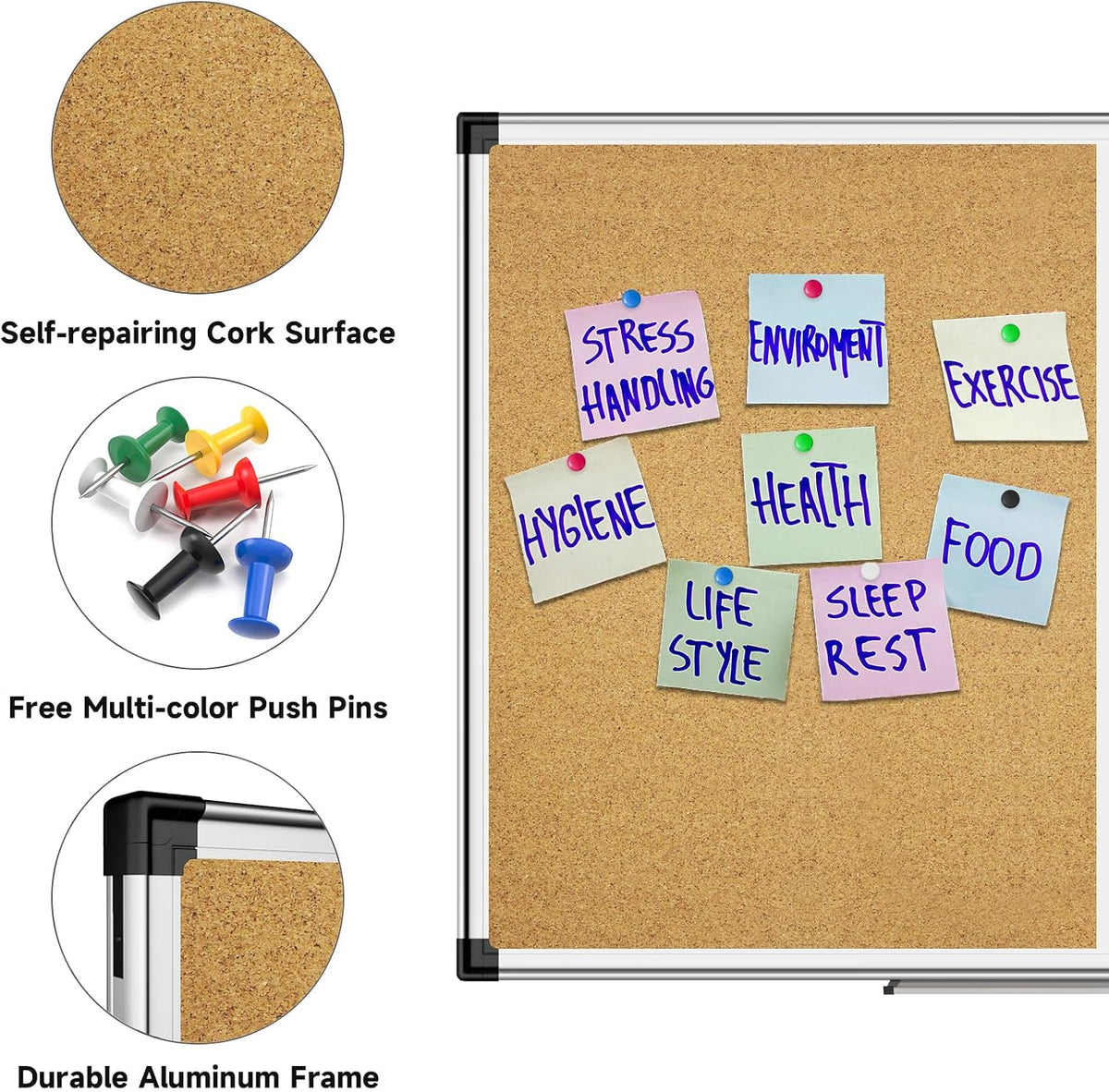 XBoard Magnetic White Board and Bulletin Corkboard Combination, 36 x 24 Inch ...