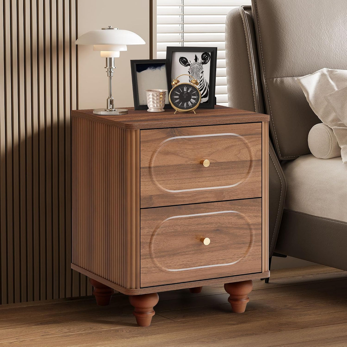 ORRD 2 Drawer Fluted Mini Small Dresser for Bedroom Set of 2, Mid Century Mod...