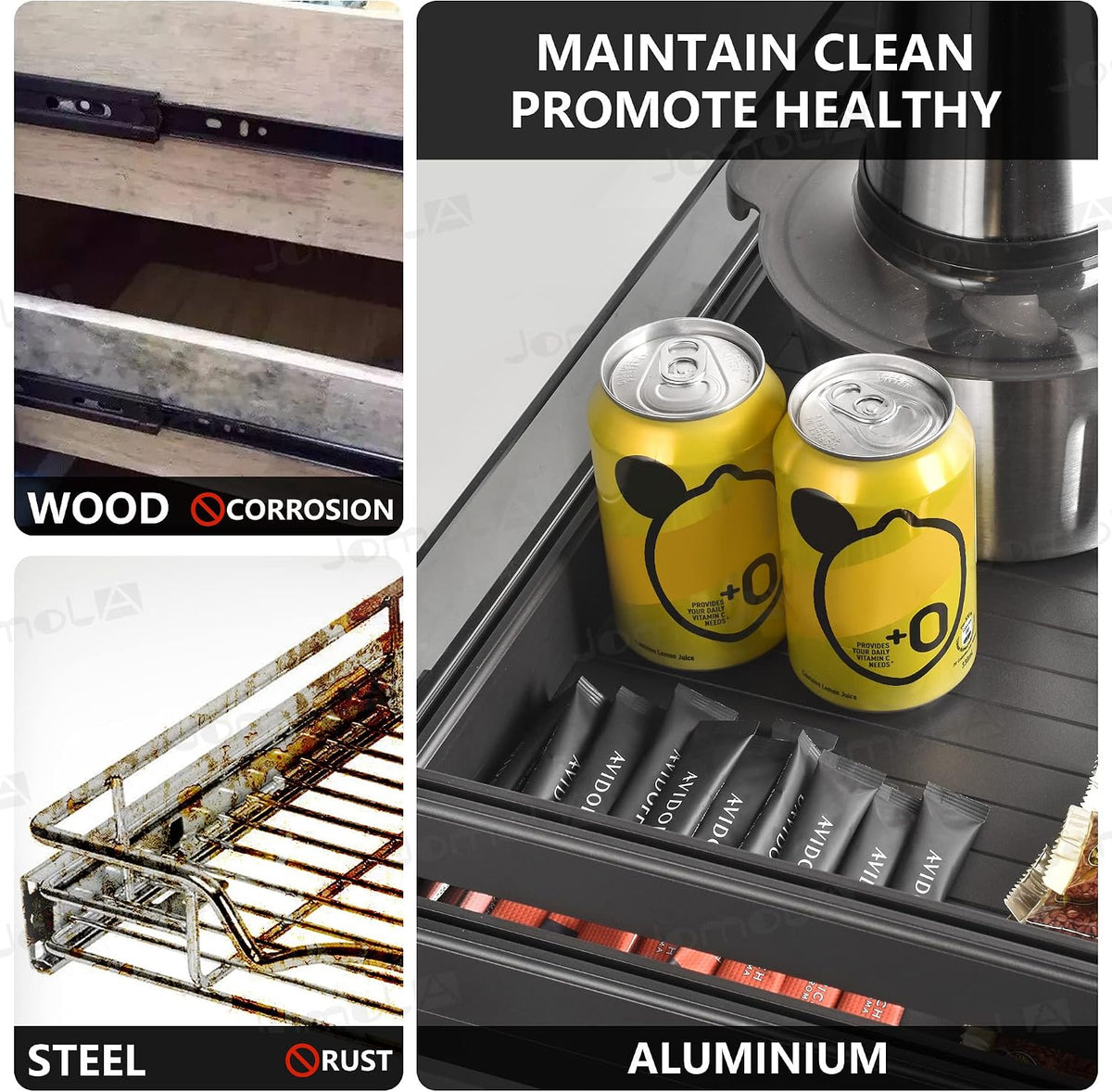 JOMOLA Pull Out Kitchen Cabinet Drawer Roll Out Pantry Shelves Heavy Duty Sli...