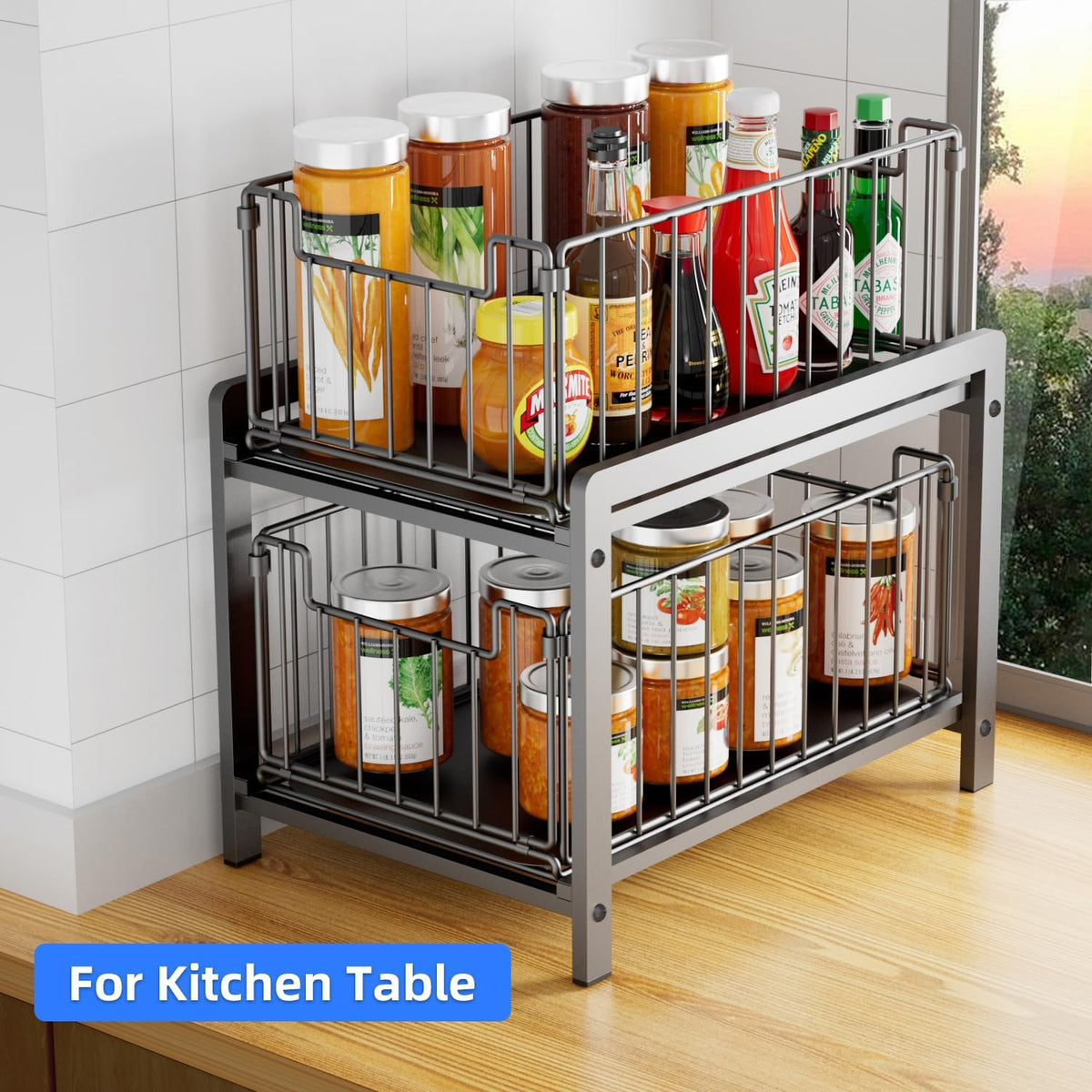 2-Tier Pull Out Cabinet Organizer, Slide Out Under Sink Organizer