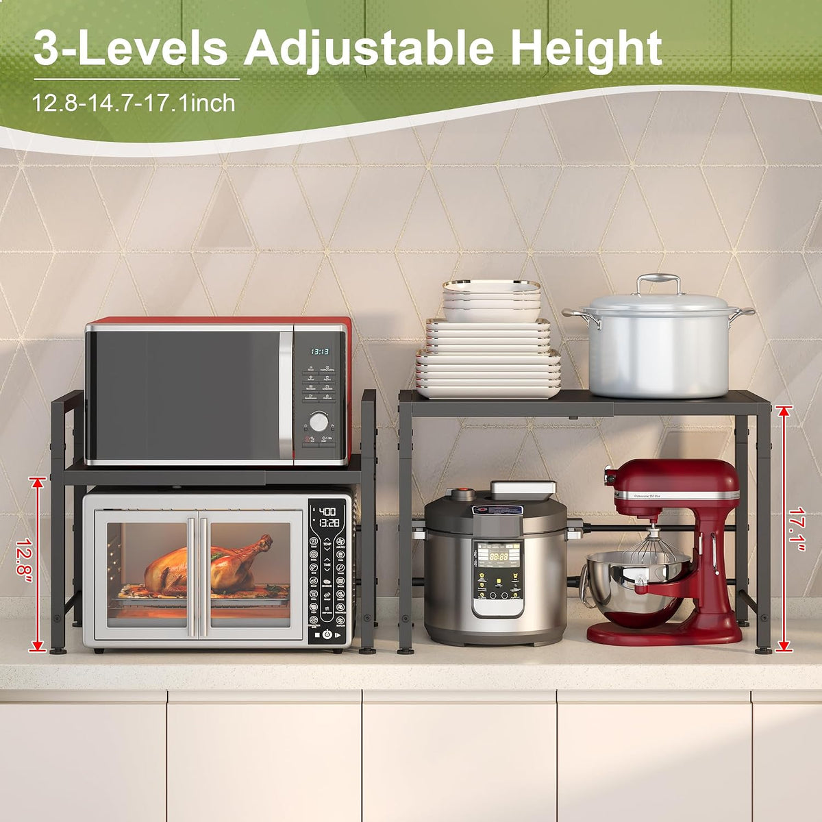 Expandable-Metal-Storage-Shelves-For-Pantry Kitchen Garage, 120lbs Heavy Duty...