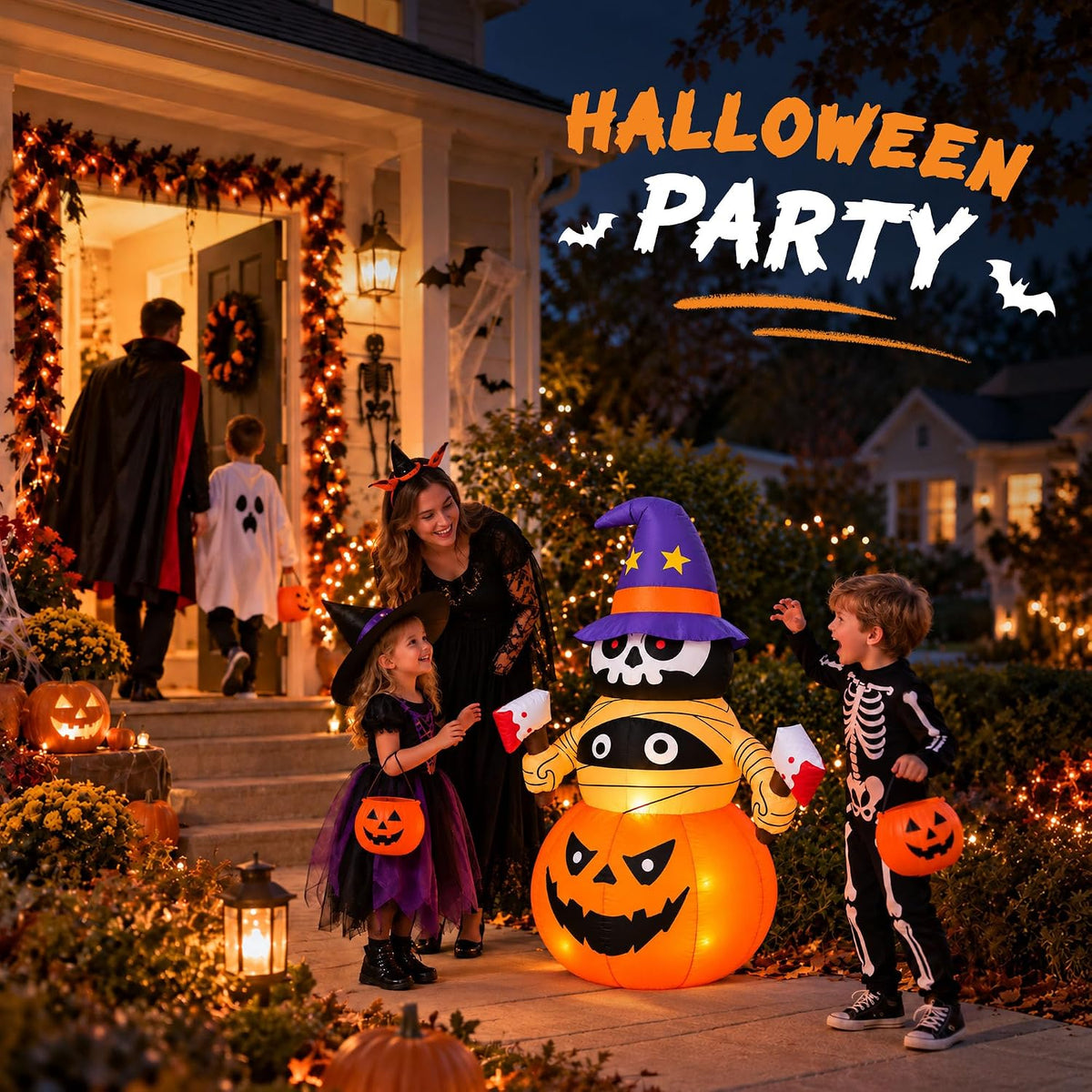 4FT Inflatable Halloween Decoration Outdoor Blow Pumpkin Stacker Yard Decor