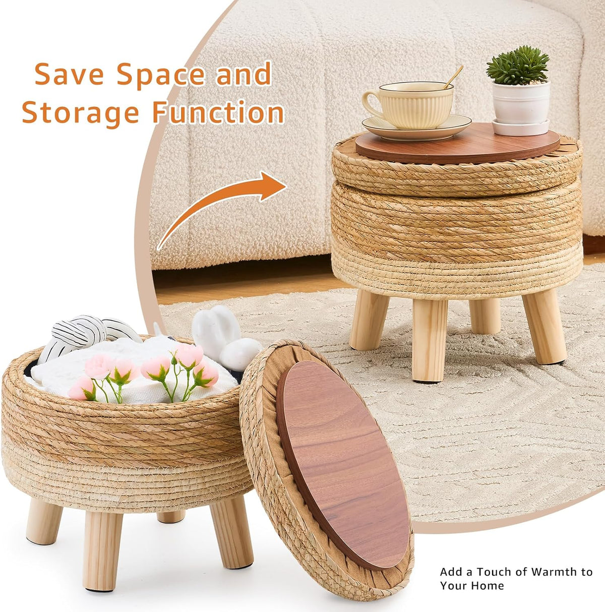 Cpintltr Storage Ottoman Poufs Handwoven Foot Stool