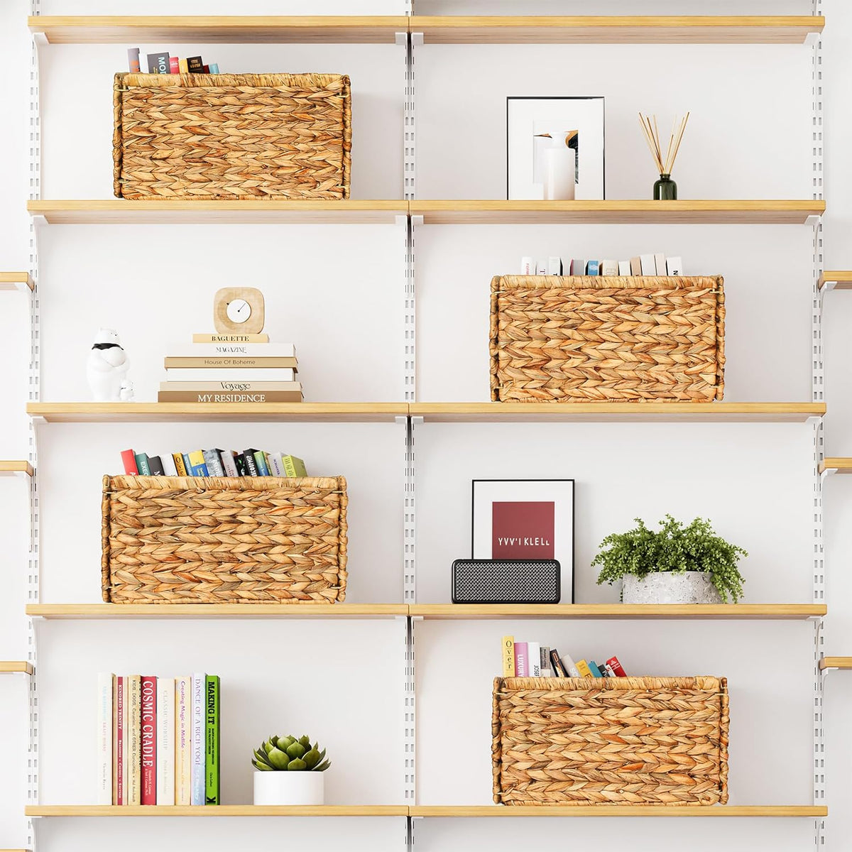 SpaceAid 4 Pack Wicker Basket, Storage Baskets for Organizing, Woven Rattan B...