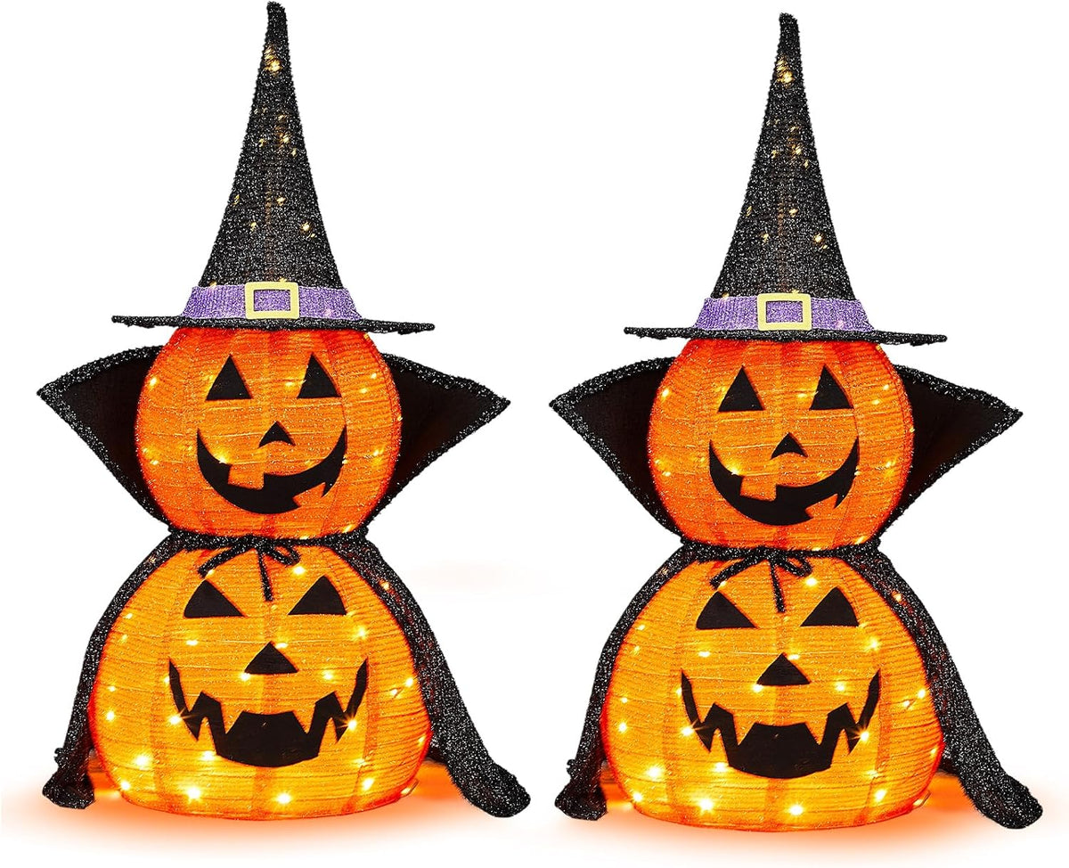 Outvita 2PC Halloween Collapsible Pumpkin Decoration, 150 LED Pop-Up Pumpkin ...