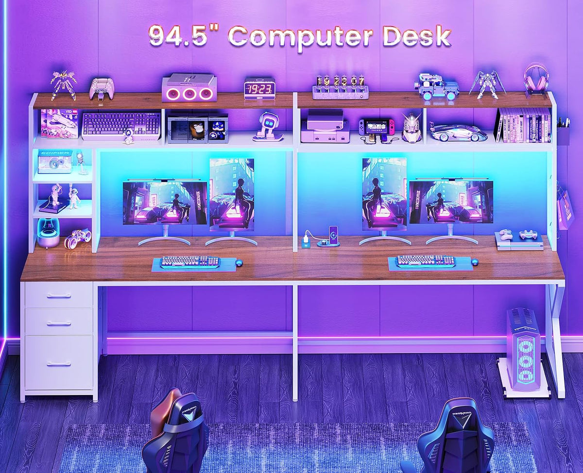 SEDETA L Shaped Office Desk, Convertible 94.5" Computer Desk with Drawers