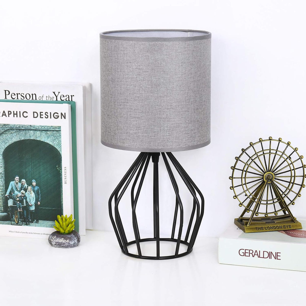 HAITRAL Farmhouse Table Lamp - Small Nightstand Lamp for Bedroom