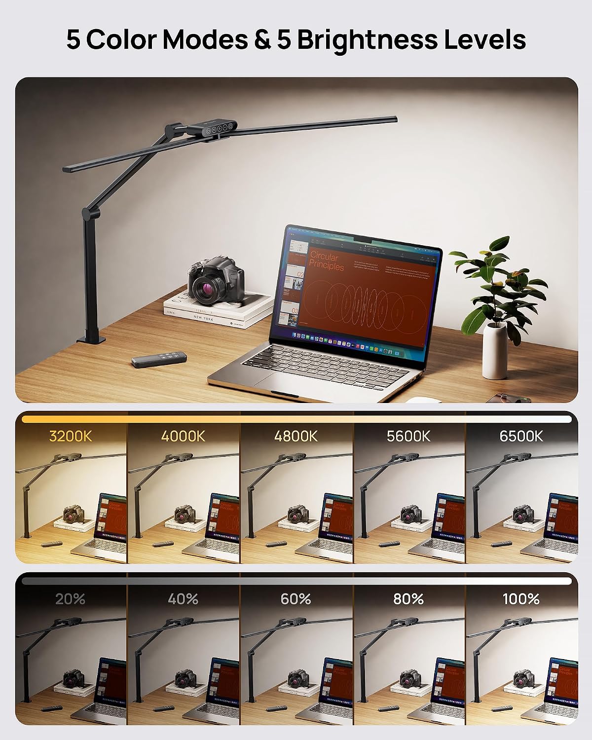 TROND LED Desk Lamp with Clamp, 29.55'' Tall Desk Light with Remote, ...