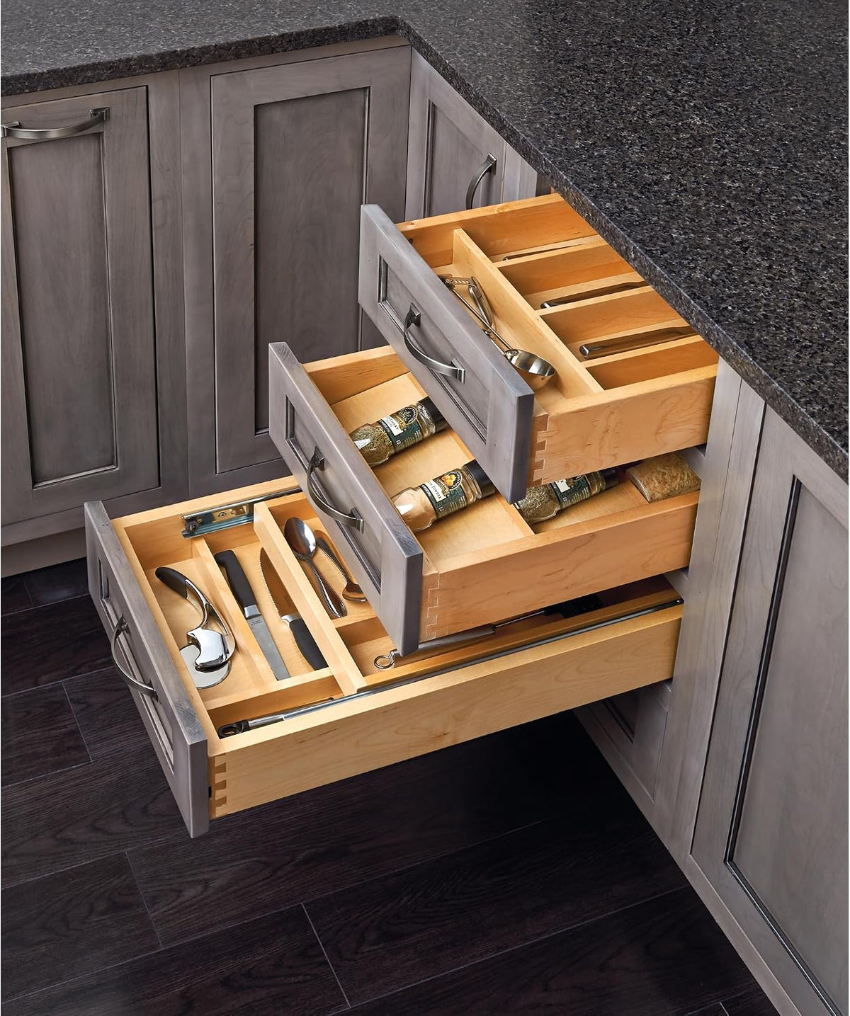 Rev-A-Shelf Trim-to-Custom-Fit Wooden Silverware Drawer Divider Organizer