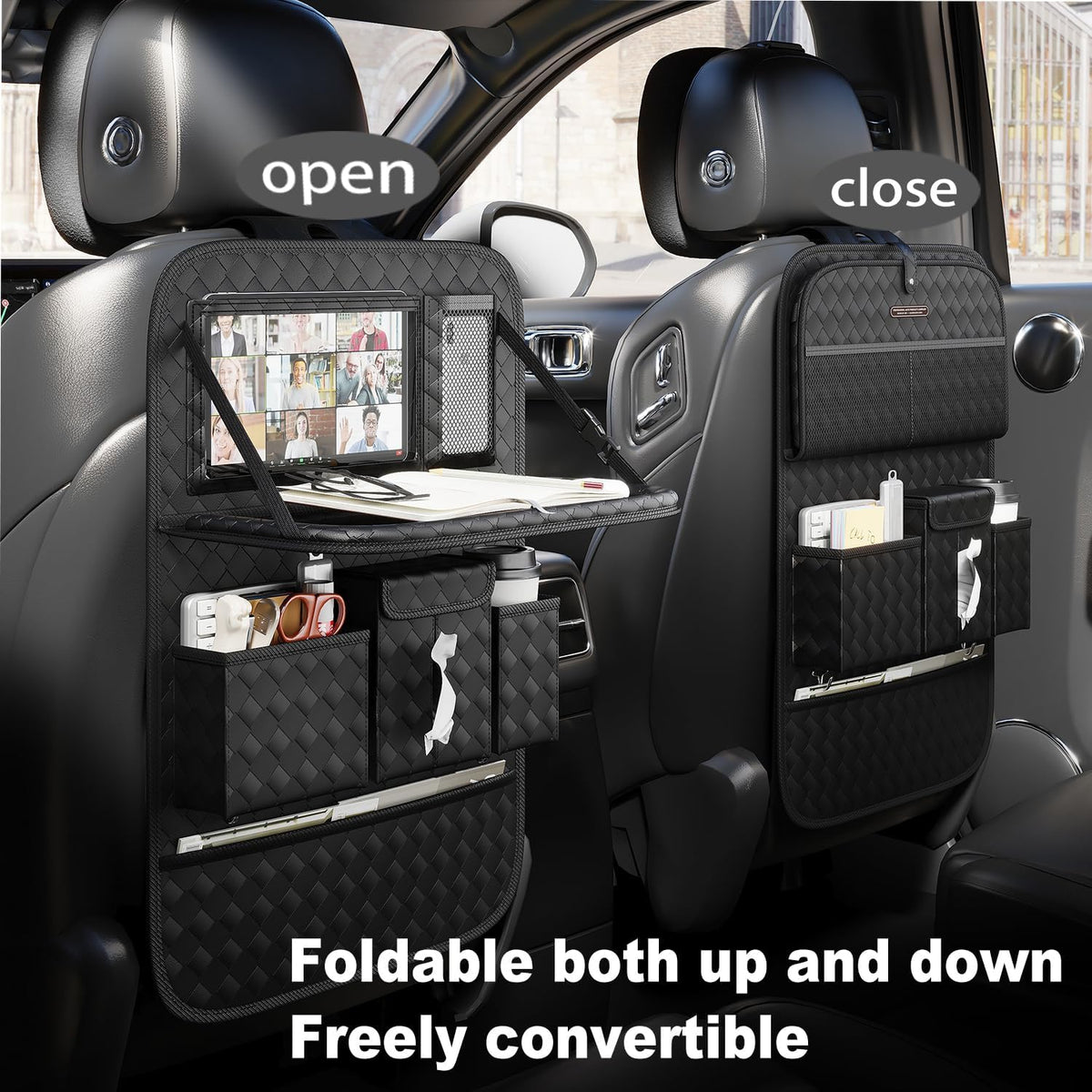 GMQ Back Seat Car Organizer 1 Pack,Backseat Organizer with Tray,Multifunction...