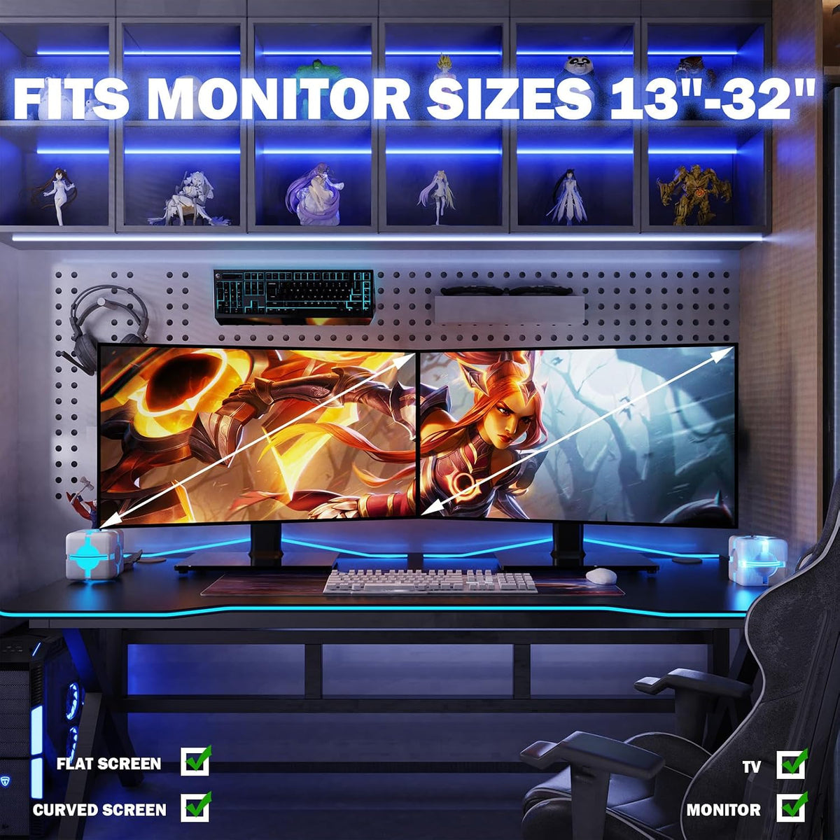 Hemudu 2 Pack Single LCD Computer Monitor Free-Standing Desk Stand Riser for ...