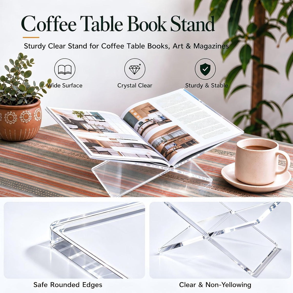 Acrylic Book Stands for Display 15.8"×9.5"×4.2" with Protectin...