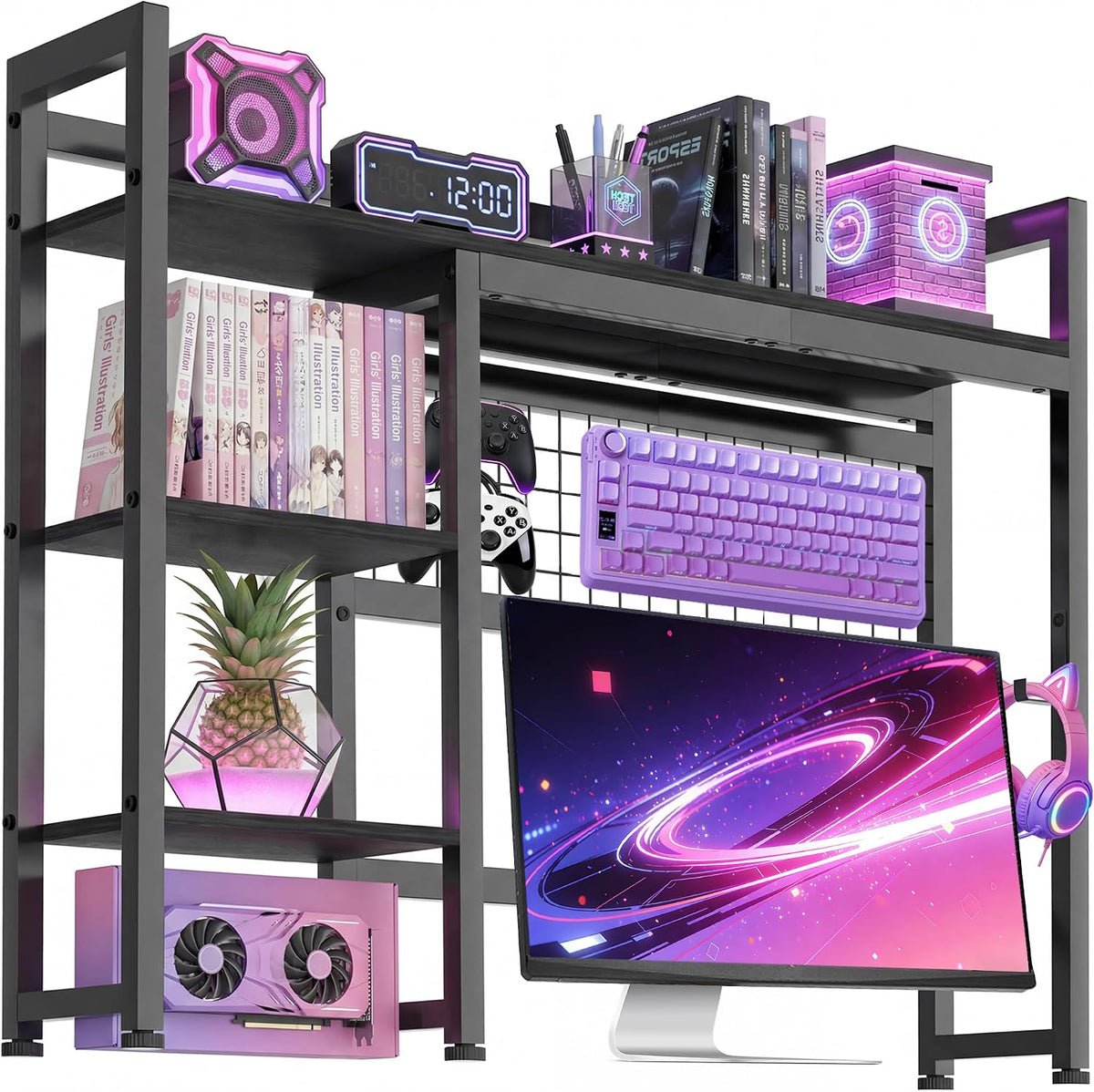 IBVIVIC Desktop Shelf, 38.5'' Desktop Organizer Shelf for Computer Mo...