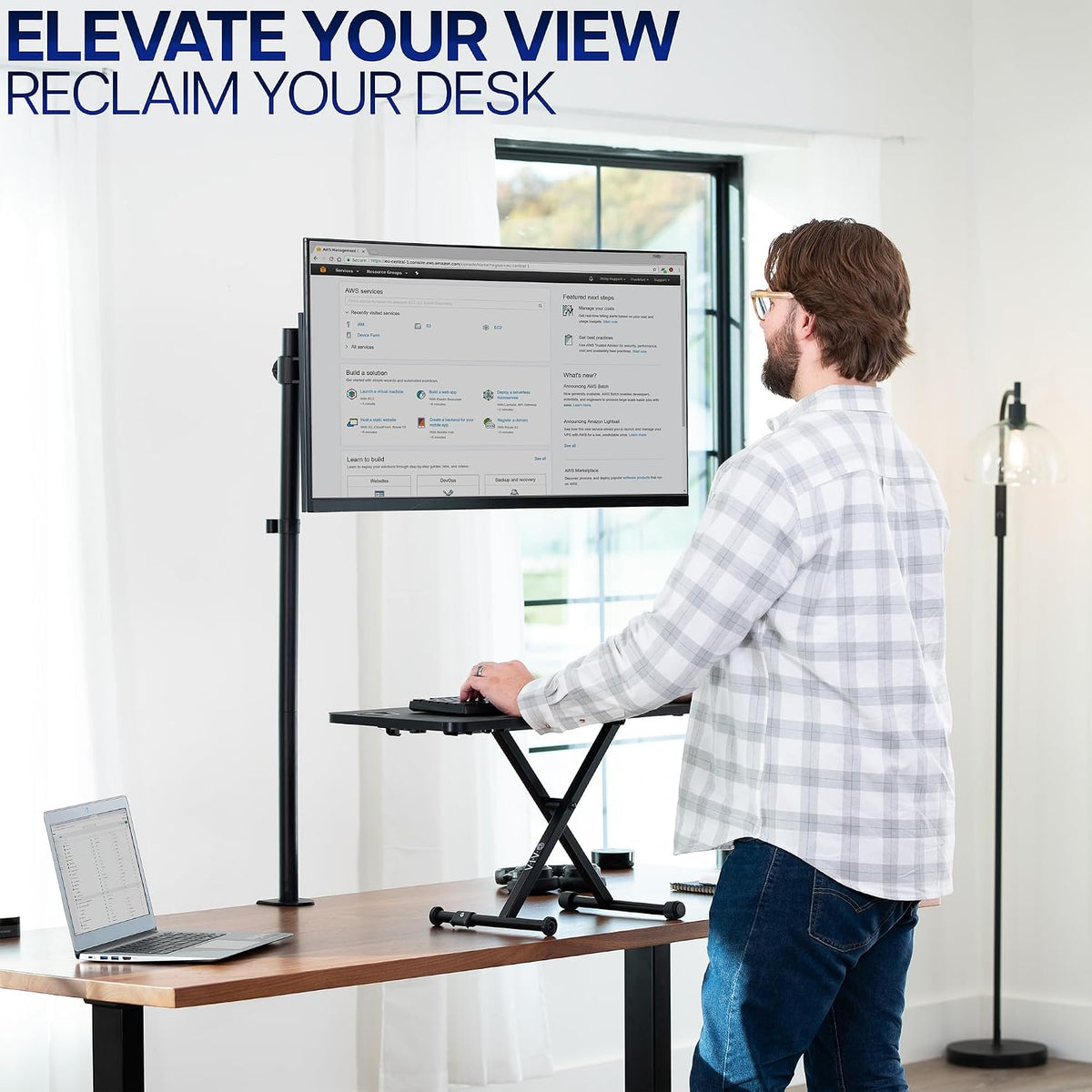 VIVO Extra Tall Single Monitor Desk Mount, 39 inch Pole VESA Stand for 13 to ...