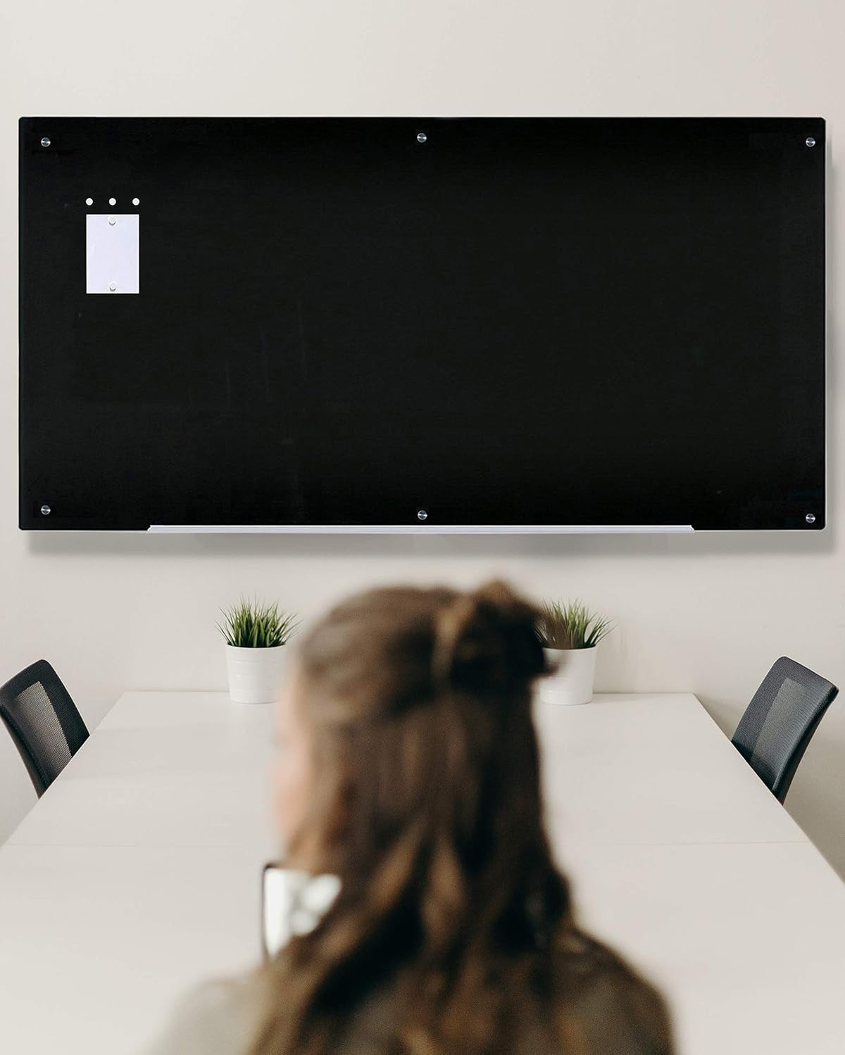 Audio-Visual Direct Magnetic Glass Dry-Erase Board, 96" x 48", Black