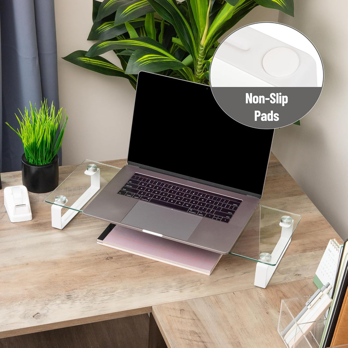 Mind Reader Monitor Stand, Contemporary, Desktop Organizer, Laptop Riser, Off...