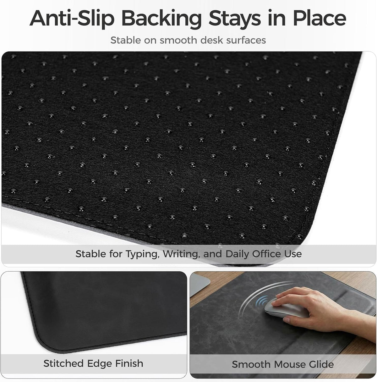 Magnetic Desk Mat System with Wrist Support 80×40cm, Premium Leather Desk Pad...
