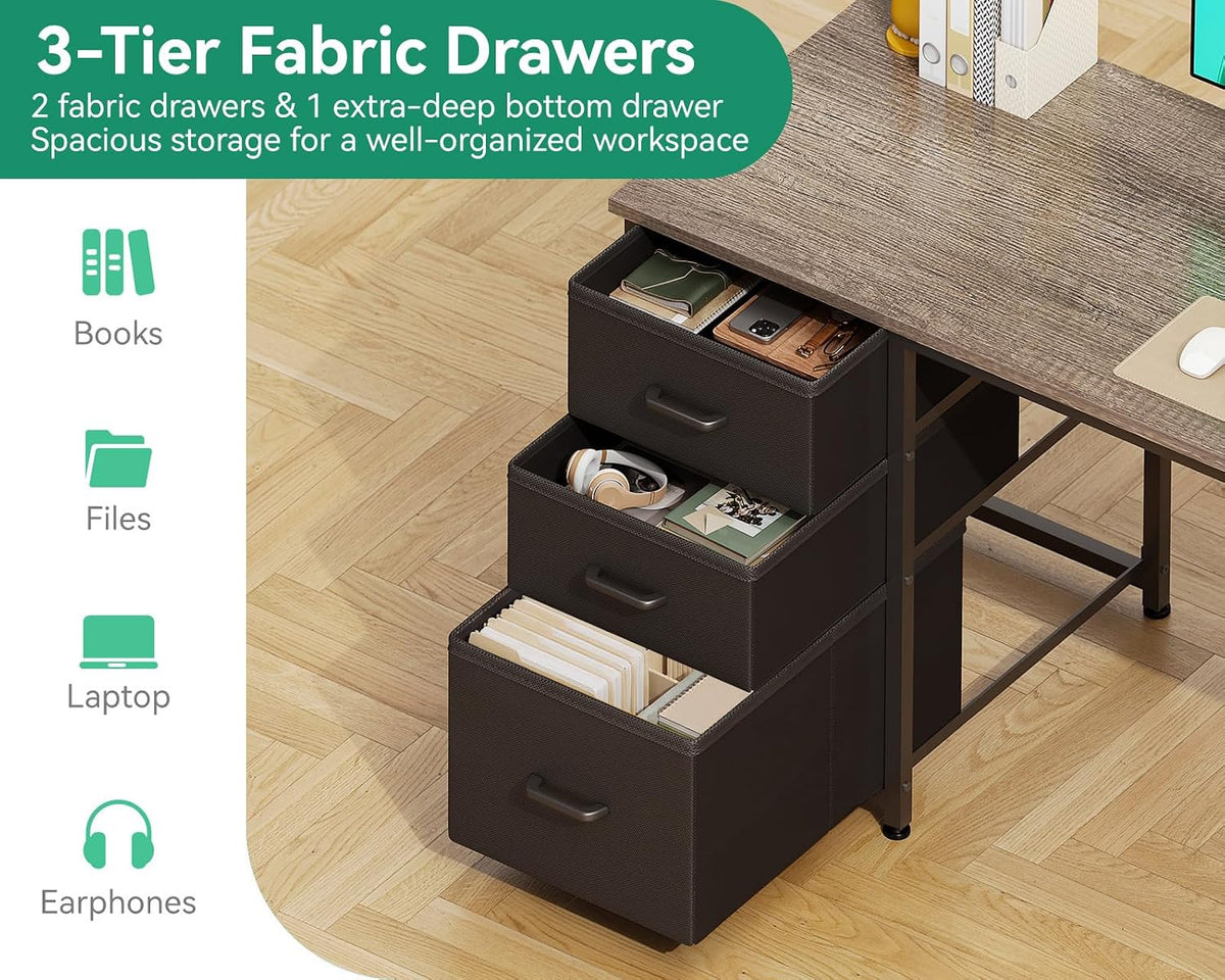 AODK 51 Inch Computer Desk with Drawers & USB Power Outlets