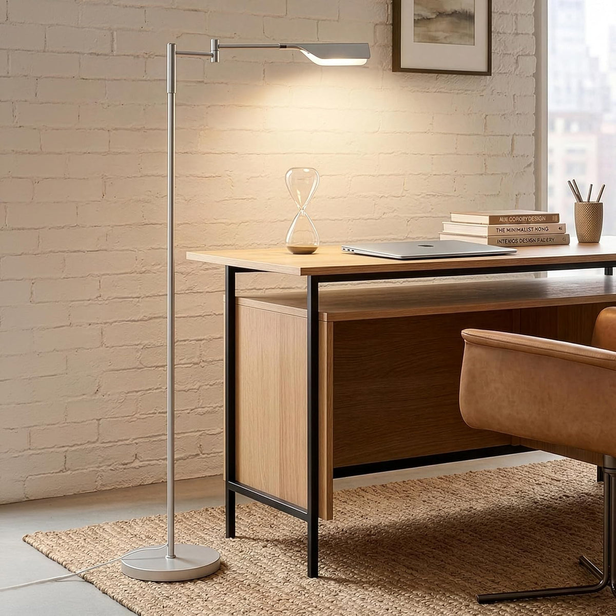 Brightech Leaf Pharmacy LED Reading Lamp, Dimmable Floor Lamp with Easy Adjus...
